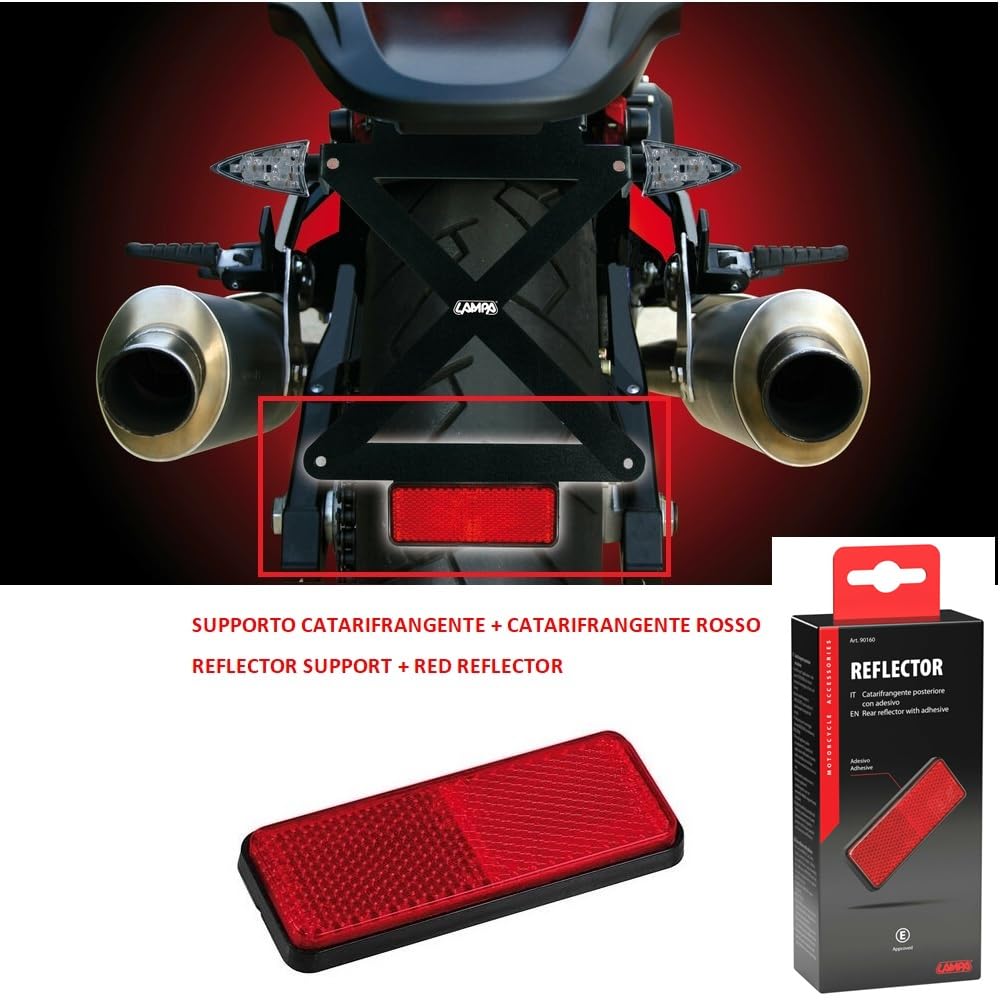 KOMPATIBEL MIT Triumph Sprint 1050 ST KIT Motorrad Verstellbarer KENNZEICHENHALTER + 4 LED-KENNZEICHENLEUCHTEN + Halterung + ZUGELASSENER REFLEKTORSATZ