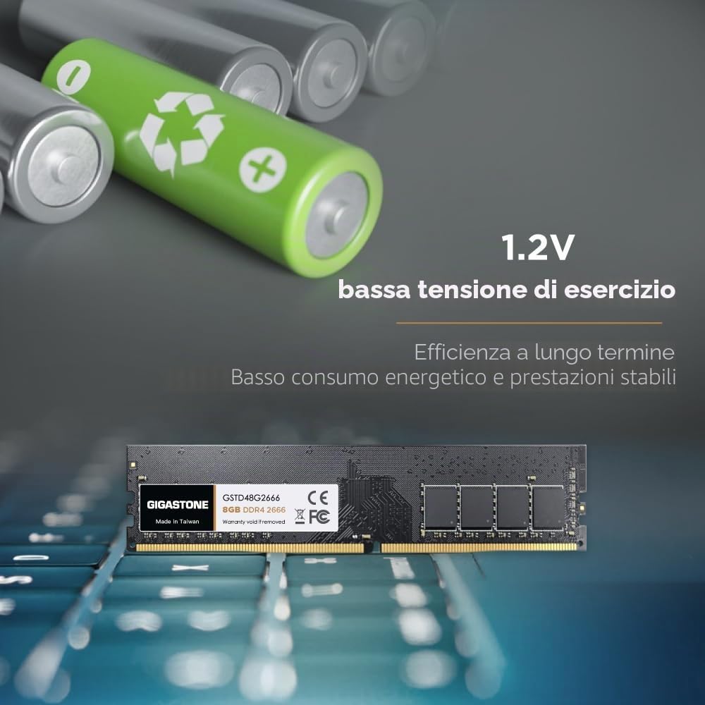 【DDR4 RAM】GIGASTONE 16GB Kit(2x8GB) DDR4 2666MHz (2400MHz or 2133MHz) PC4-21300 (PC4-19200/17000) CL19 1.2V UDIMM 288pin Unbuffered Non ECC Ideale PC Desktop alta prestazione Memoria Upgrade