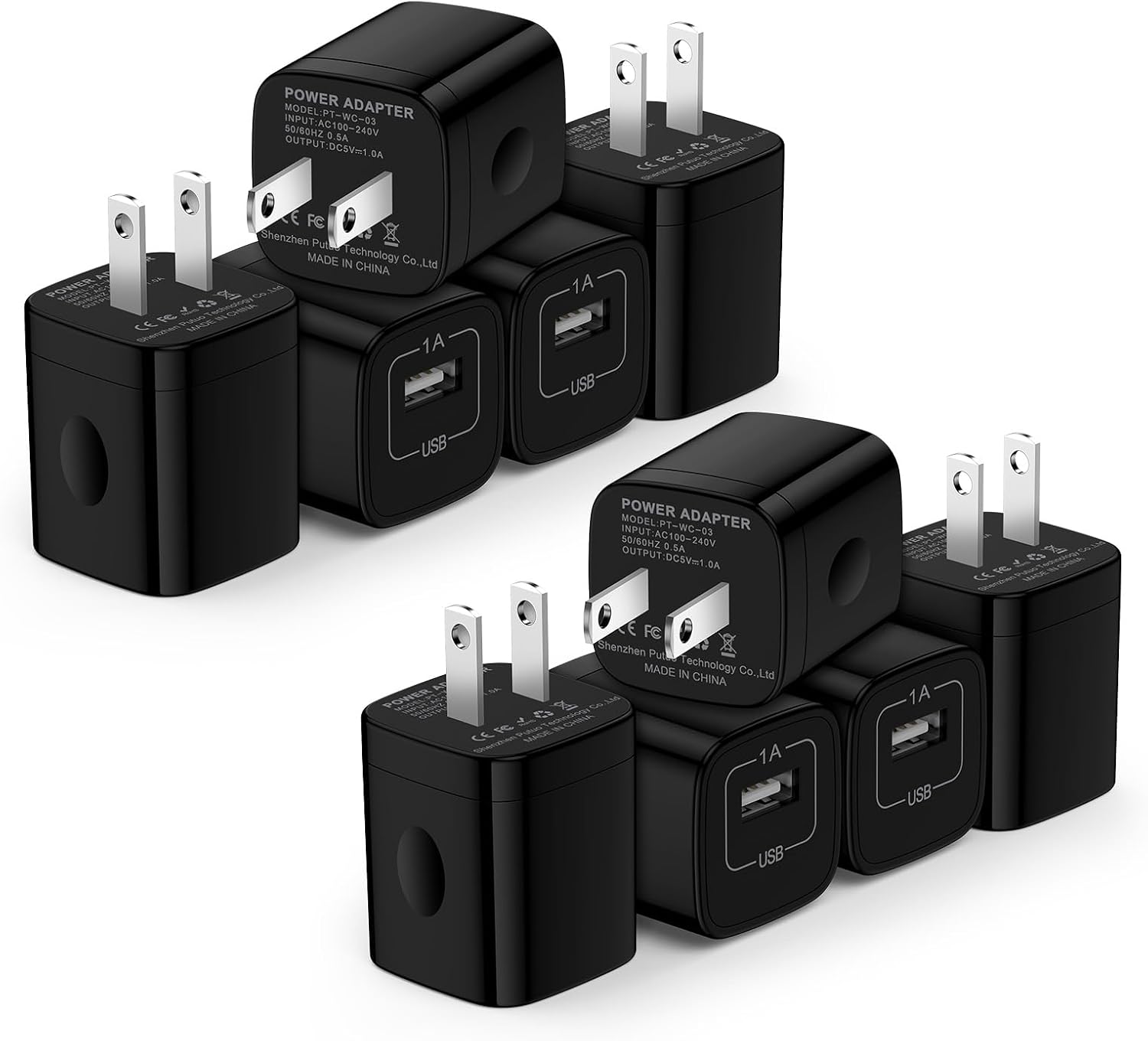 5V 1A USB Charger Block Cube Box,Single Port USB Wall Plug Brick Adapter