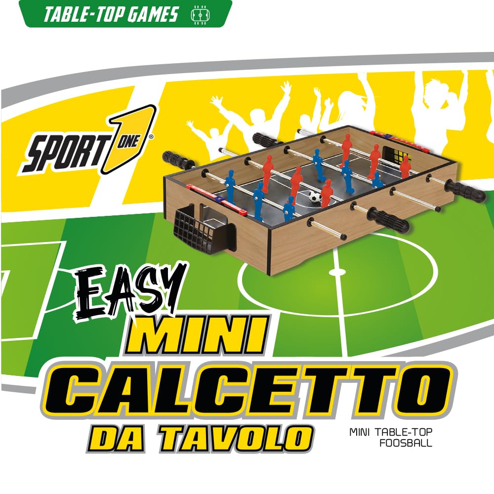 Calcetto da Tavolo Calcetto Balilla da appoggio Misure 48,5x30,5x8,5cm a 4 aste con segnapunti e 2 Palline. Piccolo bigliardino da casa. Idea Regalo per Serate tra Amici o in Famiglia.