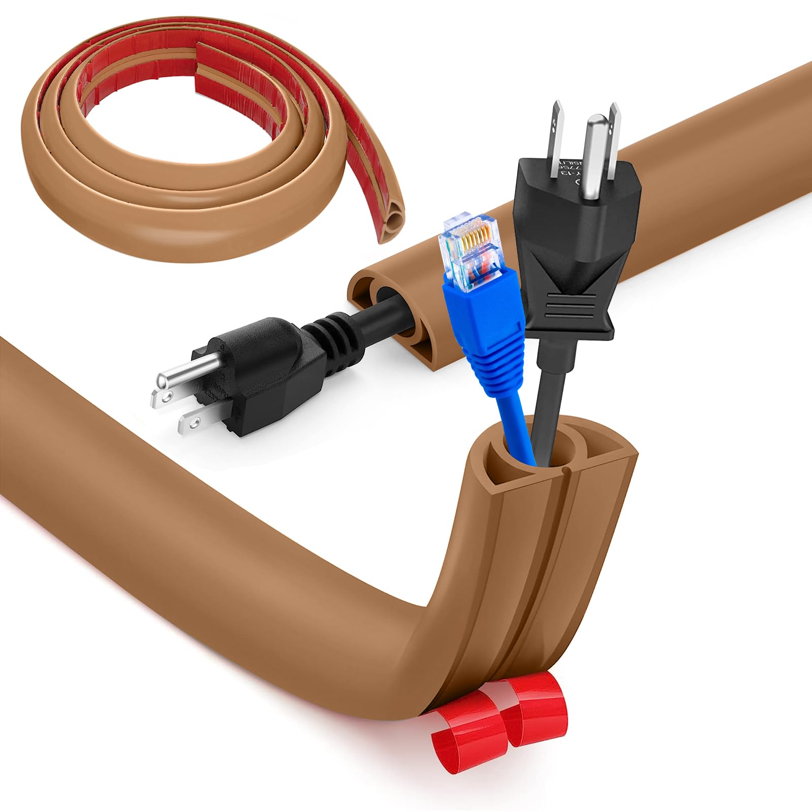 Pasacables Suelo, Canaleta Cables Suelo, 3.0M x2cm Protector de Cables para Suelo, Cubiertas de Suelo para Cables Autoadhesiva Montaje para Todos los Hogar, Oficina, Escuela,Almacén(Blanco-Redondeado) — view 34