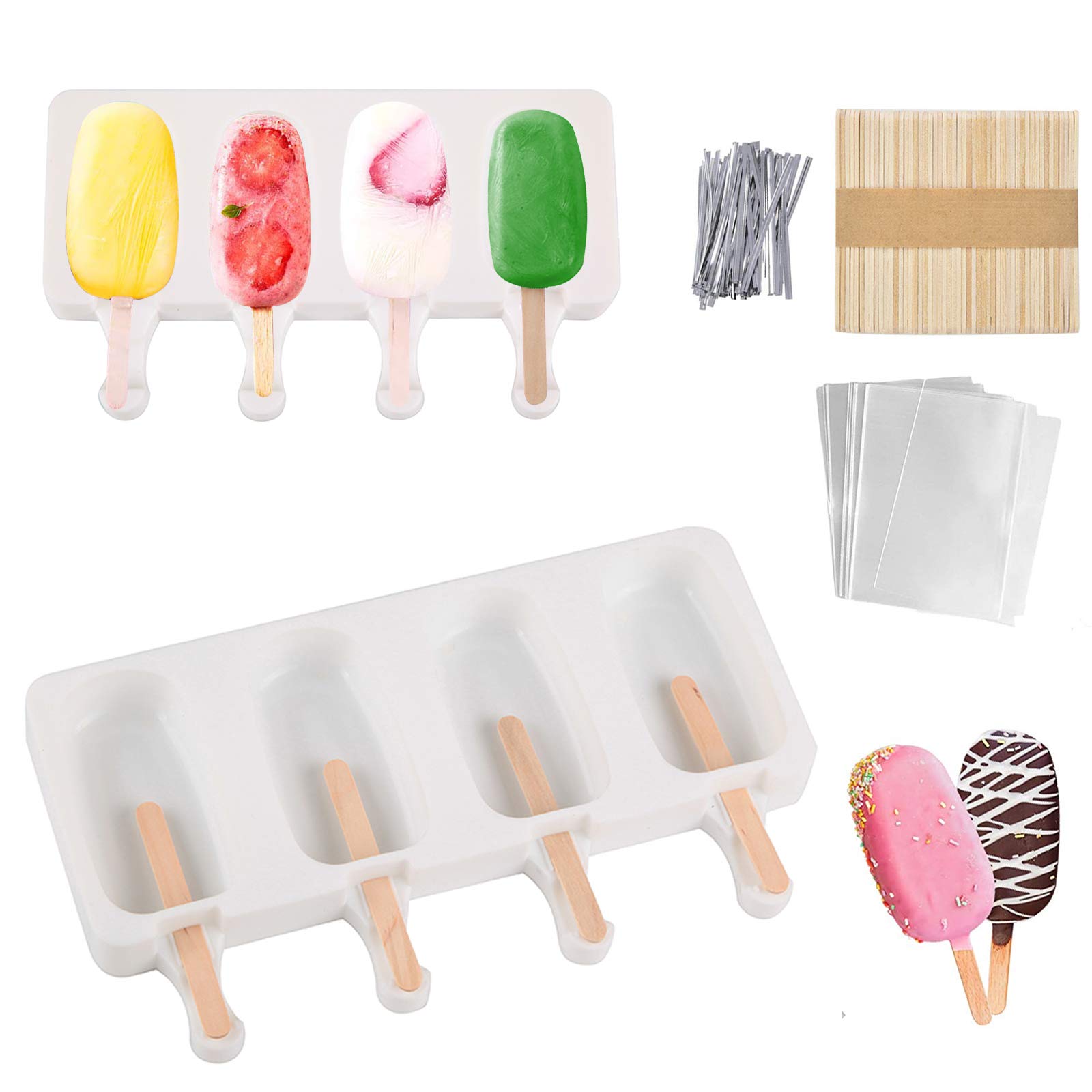 Buy A2 Ice Cream Mold (white) Silicone Popsicle Molds,2 Pack 4 Cavities