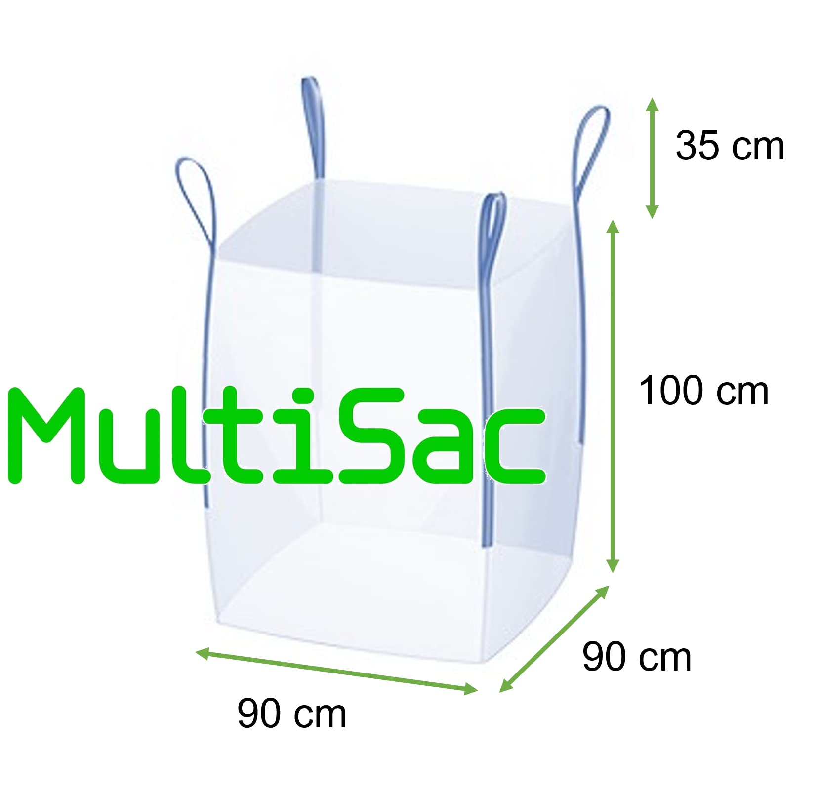 MULTISAC 60 Big Bags (FIBC) 90 x 90 x 1000 kg, ideale per gestione del riciclaggio, detriti, terra, aridi, giardinaggio, ecc. (10)