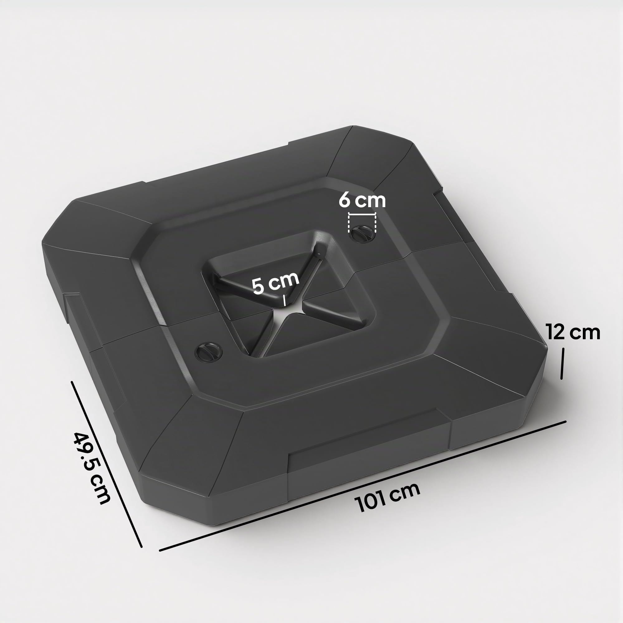 Outsunny Set 2 Pesi per Ombrellone Riempibili in HDPE 101x101x12cm Nero