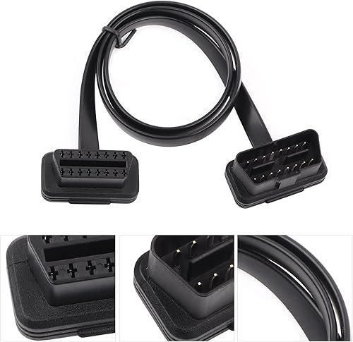 Miniatura 8 de Adaptador de cable OBD2, cable de extensión OBD2, cable de diagnóstico plano OBD2, cable de diagnóstico plano de 16 pines macho a hembra, adaptador