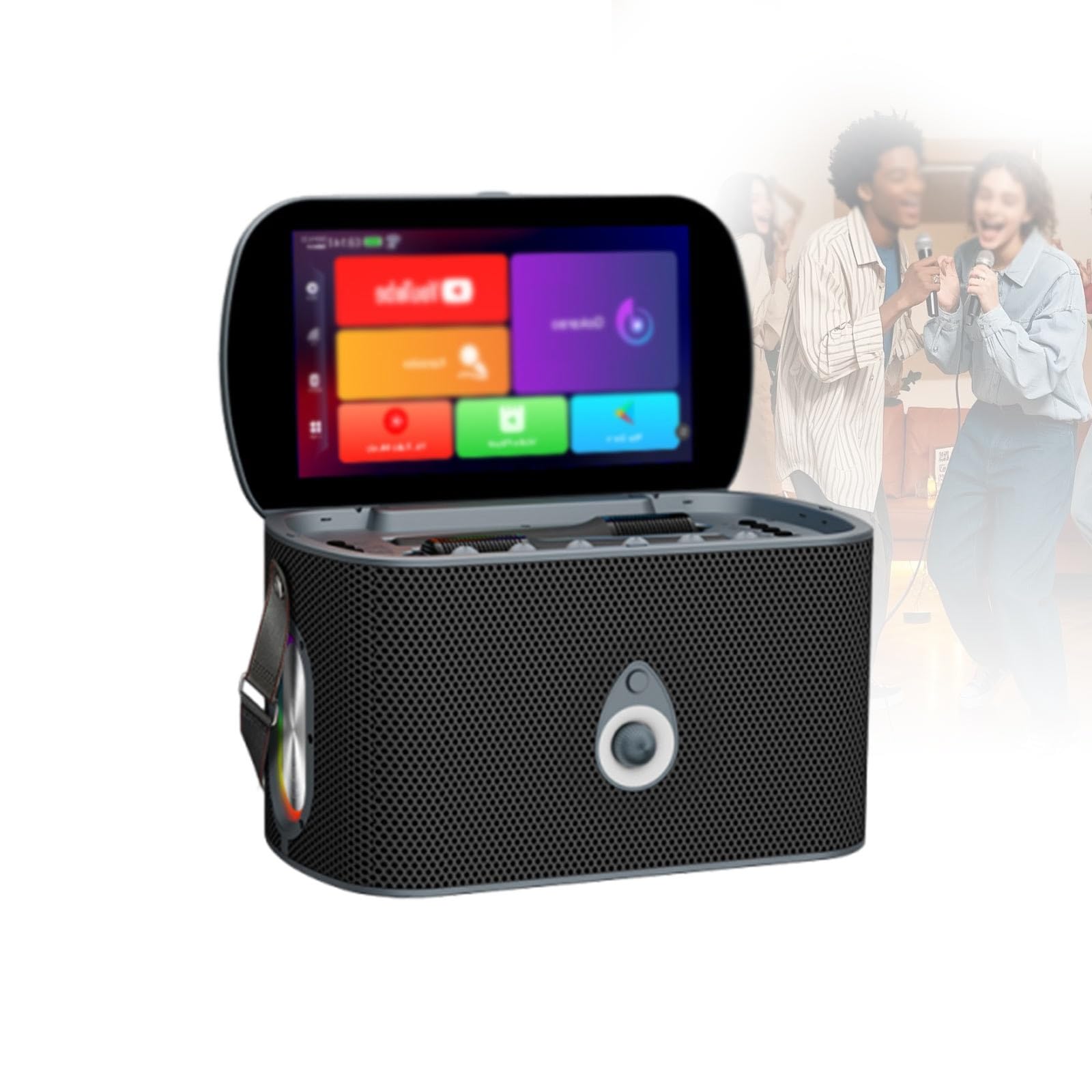 Altoparlante Karaoke Karaoke Con Schermo Touch E Visualizzazione Testi, Microfoni Wireless Ricaricabili, DSP Karaoke, Altoparlante a Tre Vie, Feste E Campeggio