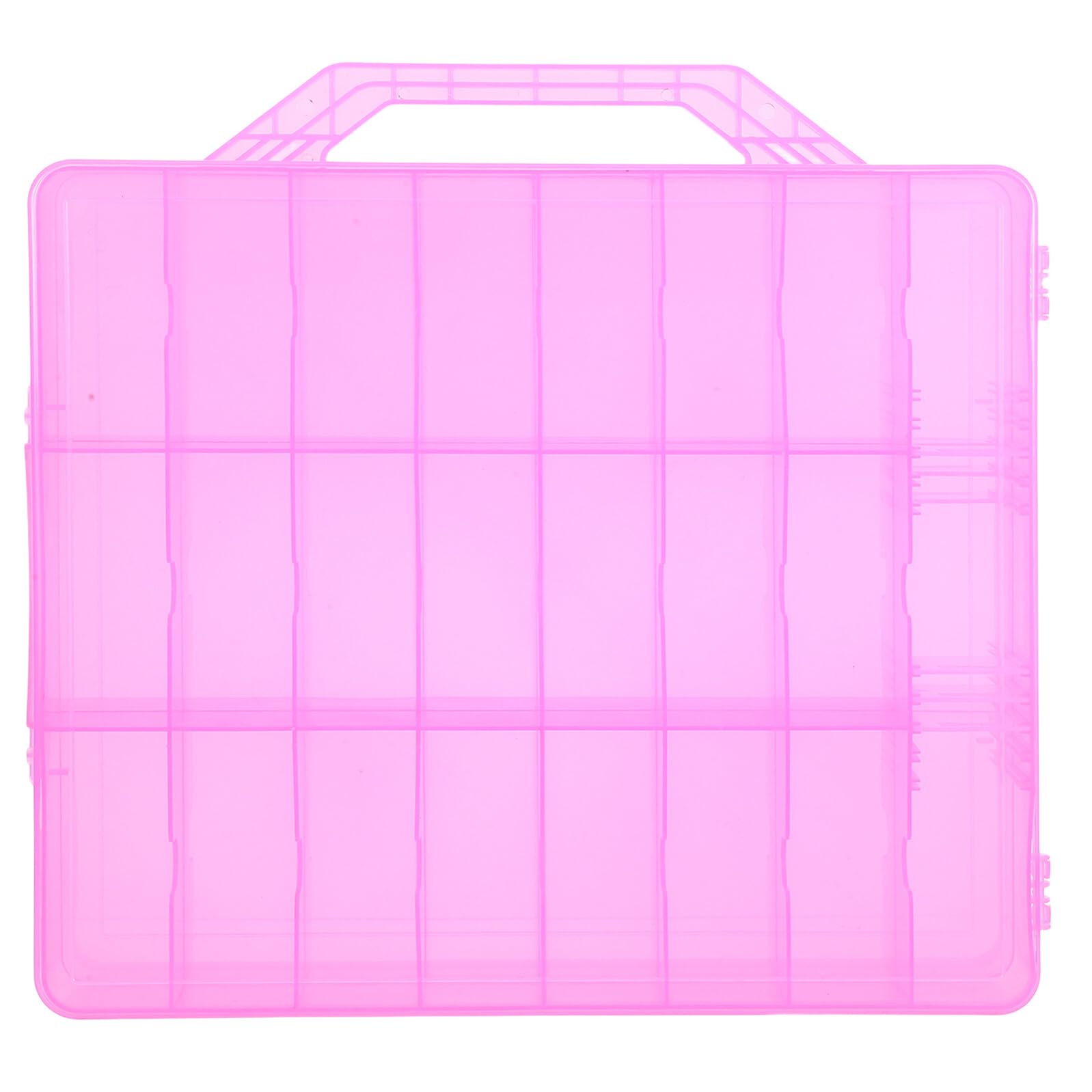 Przenośne Plastikowe Pudełko Do Przechowywania z Przegródkami Dwuwarstwowy Organizer Akcesoria Do Haftu i Szycia z Wygodnym Uchwytem Różowe Etui Biżuterię