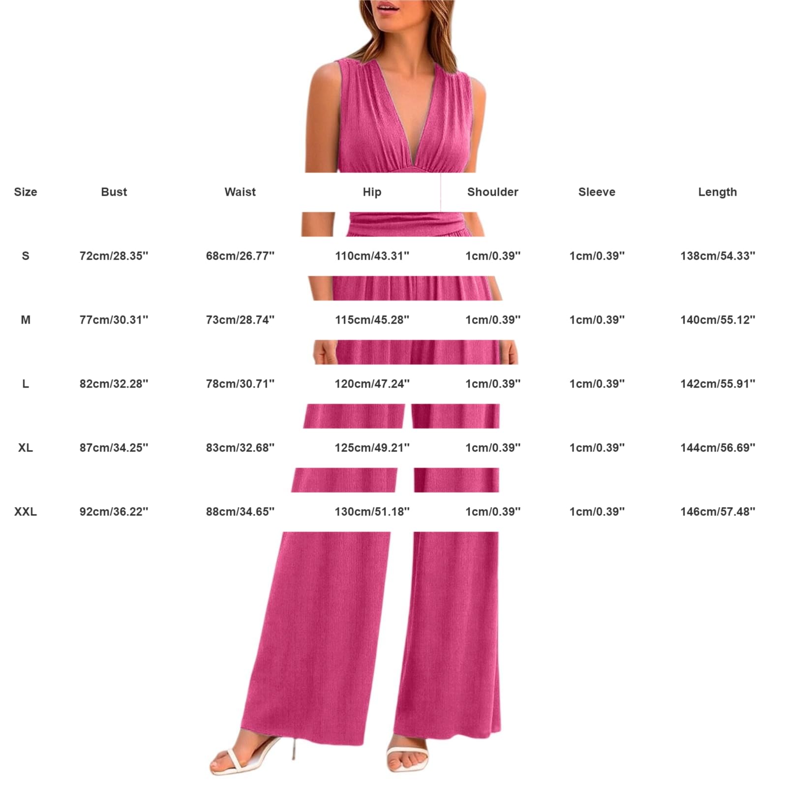 Traje de pantalón para mujer, elegante, festivo, con cuello en V, sin mangas, mono