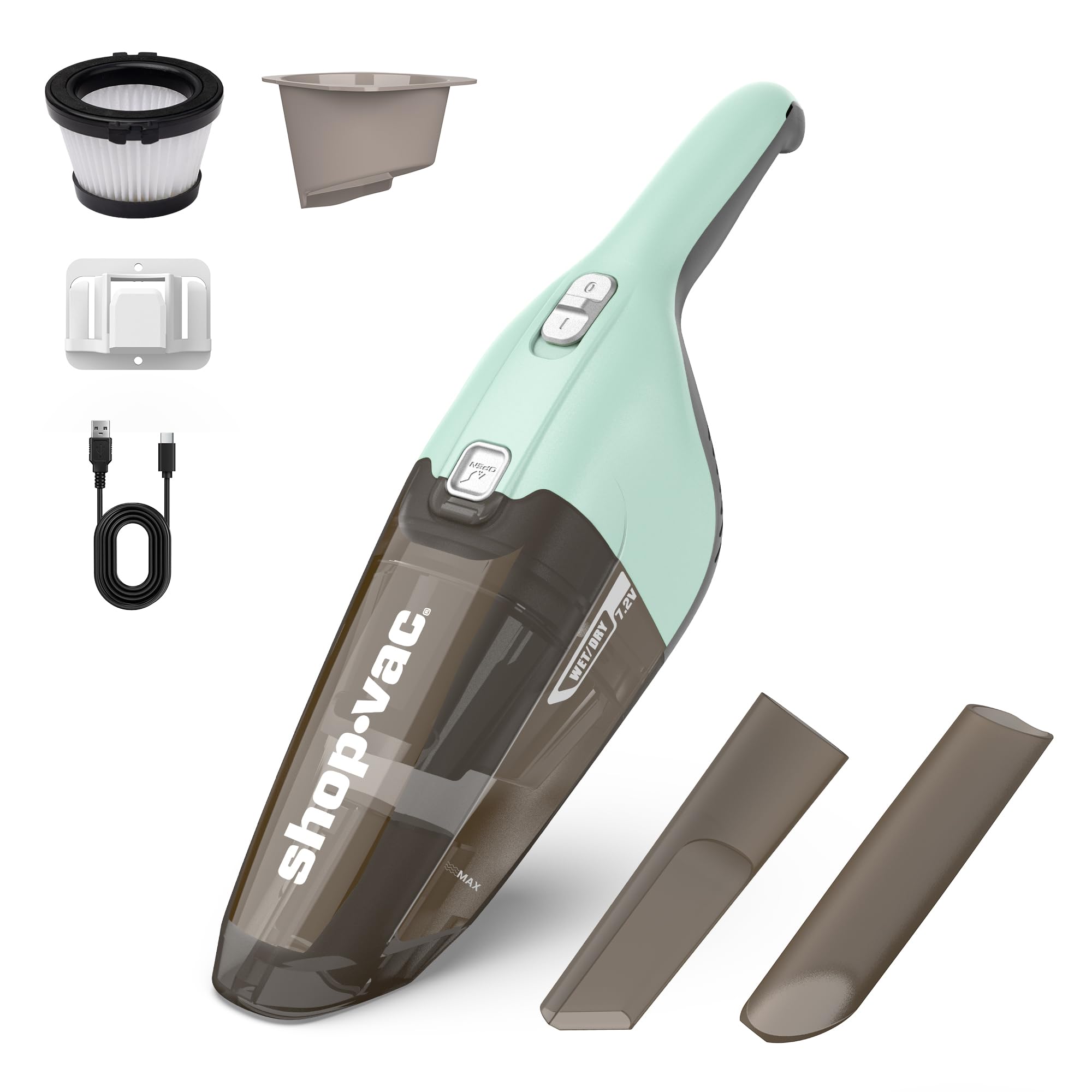 Shop-Vac Wet/Dry Handheld Vacuum, Powerful Small Vacuum Cordless Rechargeable, Wall-Mounted Hand Vac with Crevice Tool, Portable Vacuum for Home & Car, Lightweight & Compact, Green-image-31