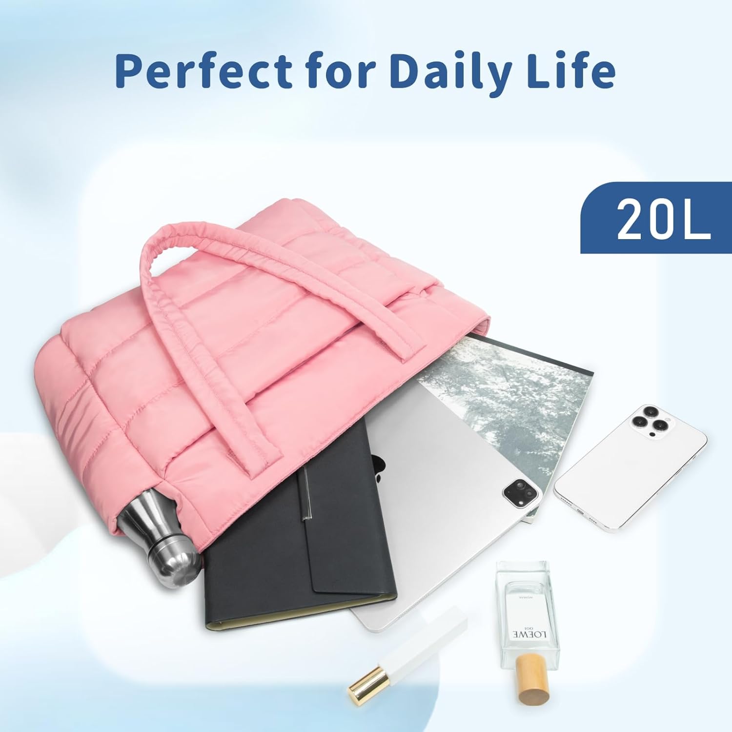 TOPDesign Puffer Tote Bag for Women, Lightweight Puffy Handbag with Compartments, Quilted Shoulder Bag for Work, Travel, Gym - Image 8