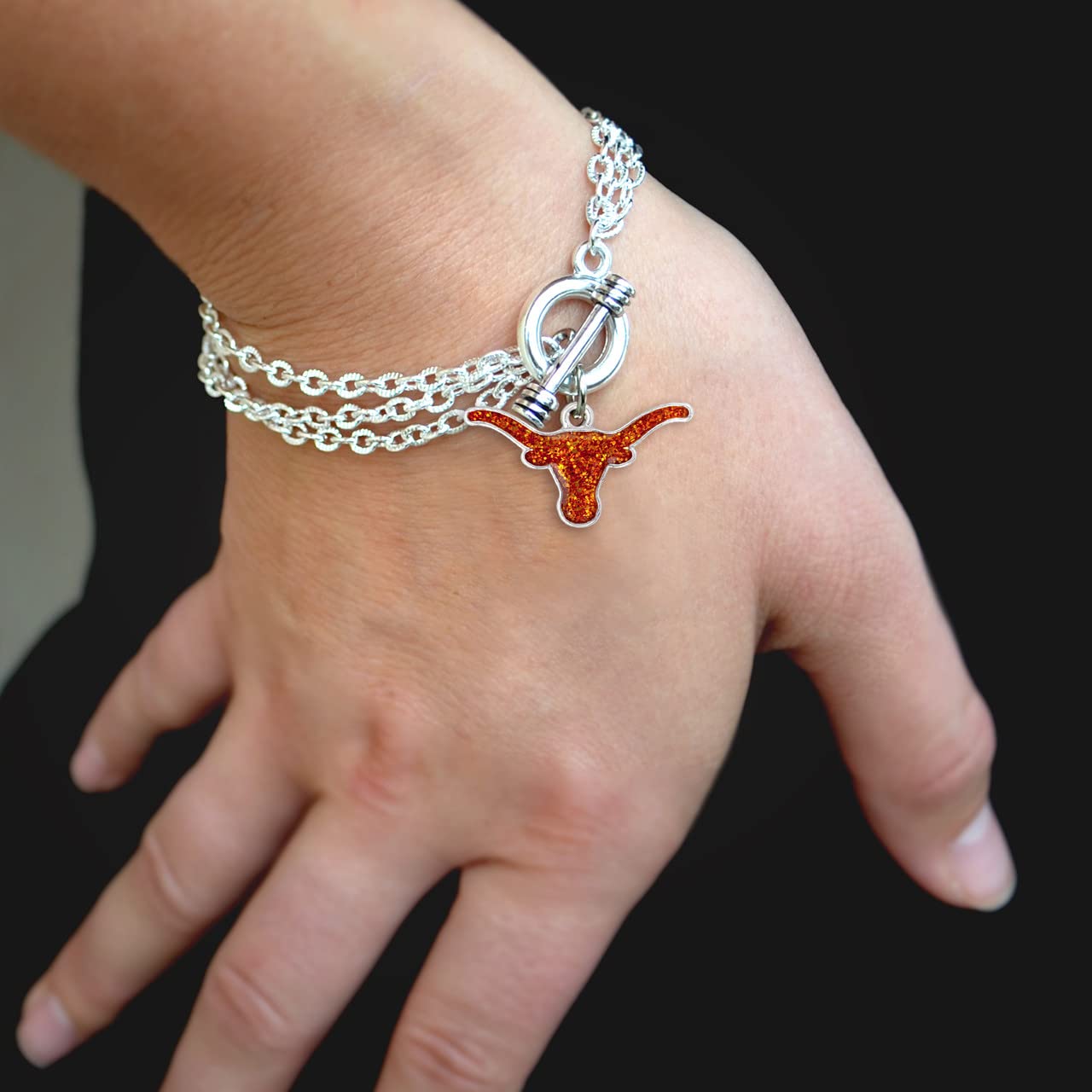 Texas Longhorns Game Day Glitter Toggle Bracelet Jewelry Gift Licensed UT
