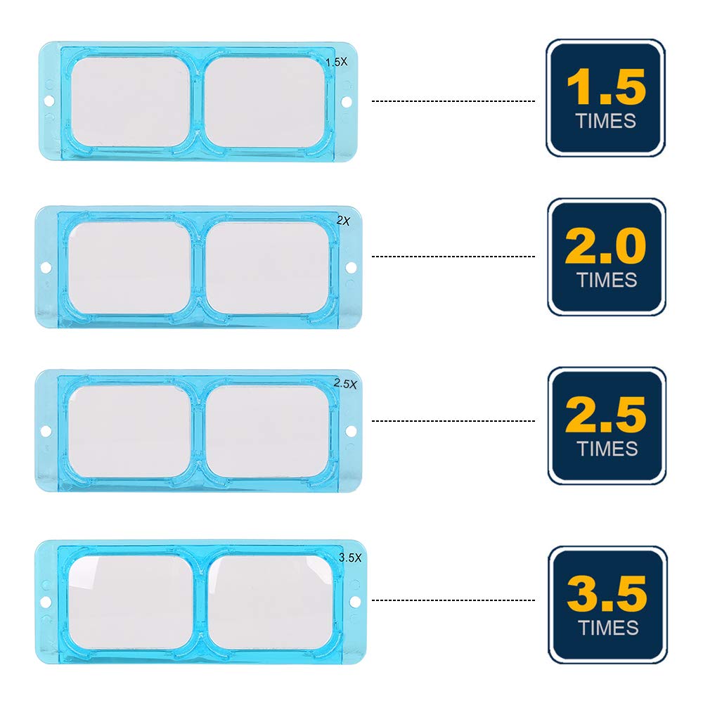 Gafas de Aumento Lente de Aumento montado en la Cabeza Lente HD con 4 Lentes reemplazables para joyería Relojes artesanía reparación (A)