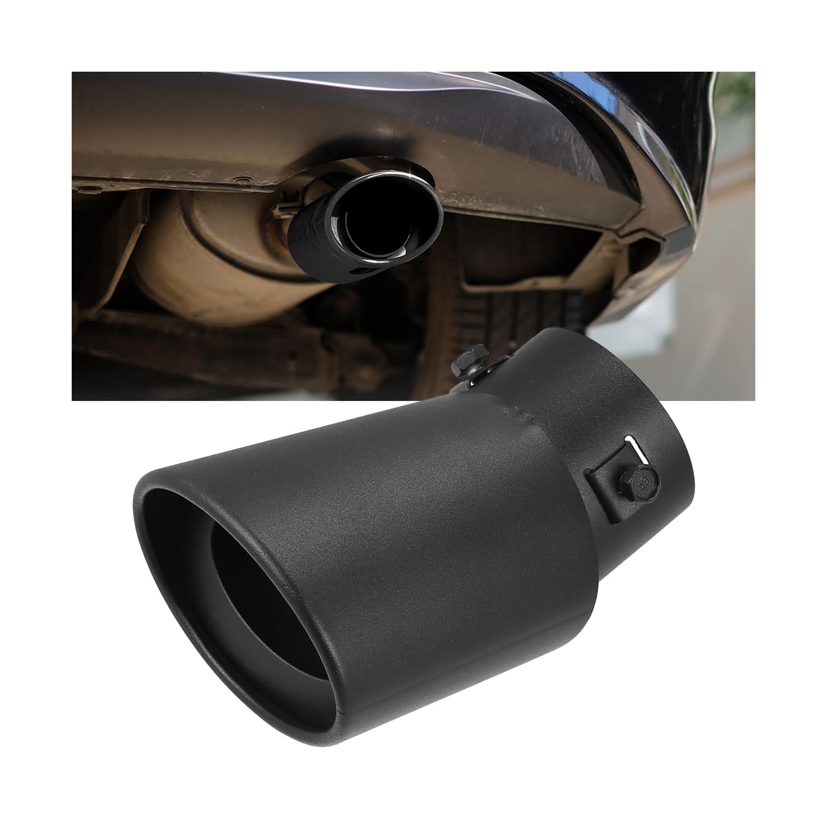 2.5 Inch Stainless Steel Exhaust Tip Chrome Curved Black | Chrome-plated finish, screw connection design, adjustable tailpipe coverage, fits matching 2.5 inch inlet, car accessories-image-15