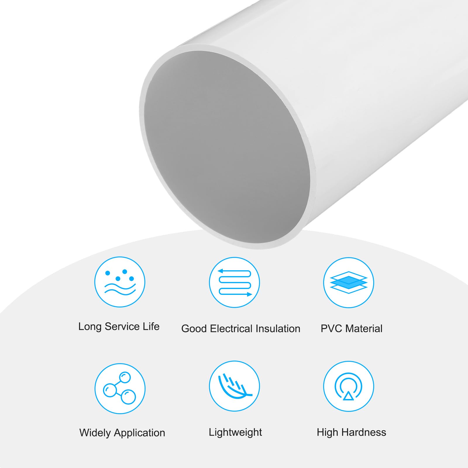 sourcing map Tubo rígido de PVC de 5,5 pulgadas, tubo redondo de 131,4 mm de diámetro interior de 140 mm de diámetro exterior de 35 cm de longitud, color blanco de alto impacto para tubería de agua,