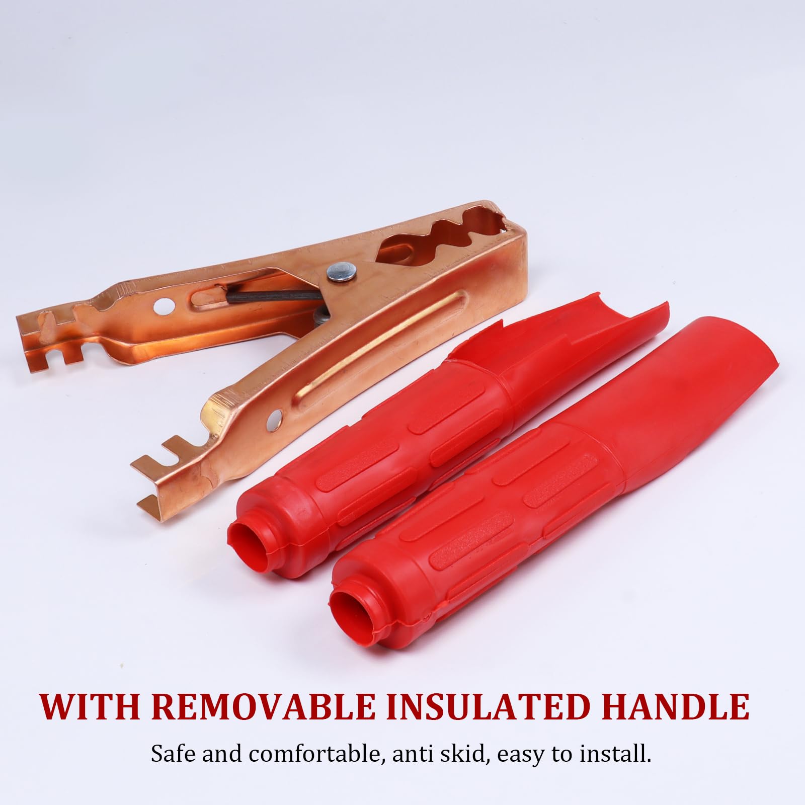 Morsetti per caricabatterie e ponticello per batteria, 1300 A, clip di ricambio per cavi in rame puro resistente, per camion, SUV, camper, barche (nero + rosso), 2 pezzi