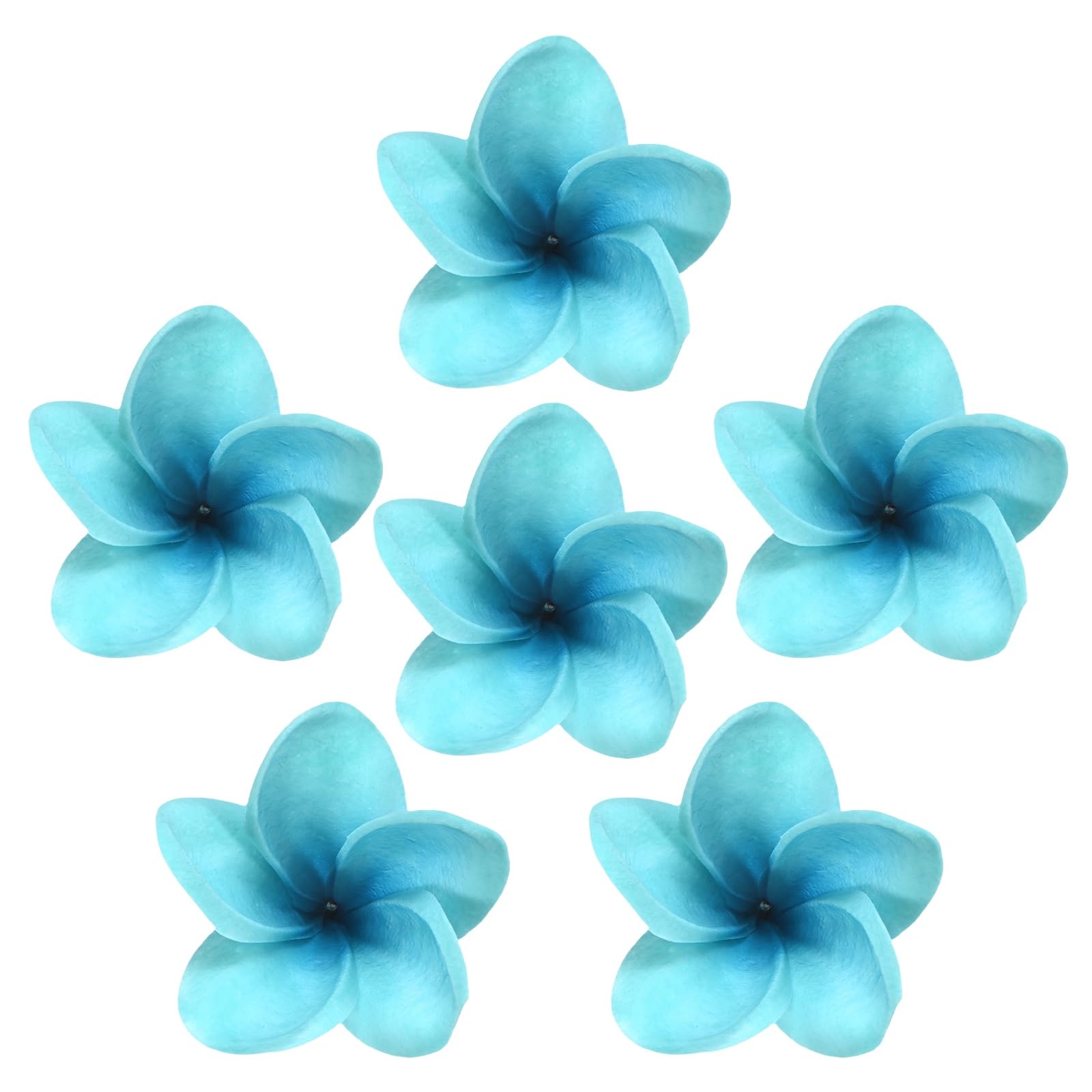 M METERXITY 6-Pack Artificial Plumeria Flowers, Fake Silk Heads Flower Plumeria Bulk Petal for DIY Crafts/Dress/Wedding/Party Decoration [Dark Blue, 3.54"/ 9cm]
