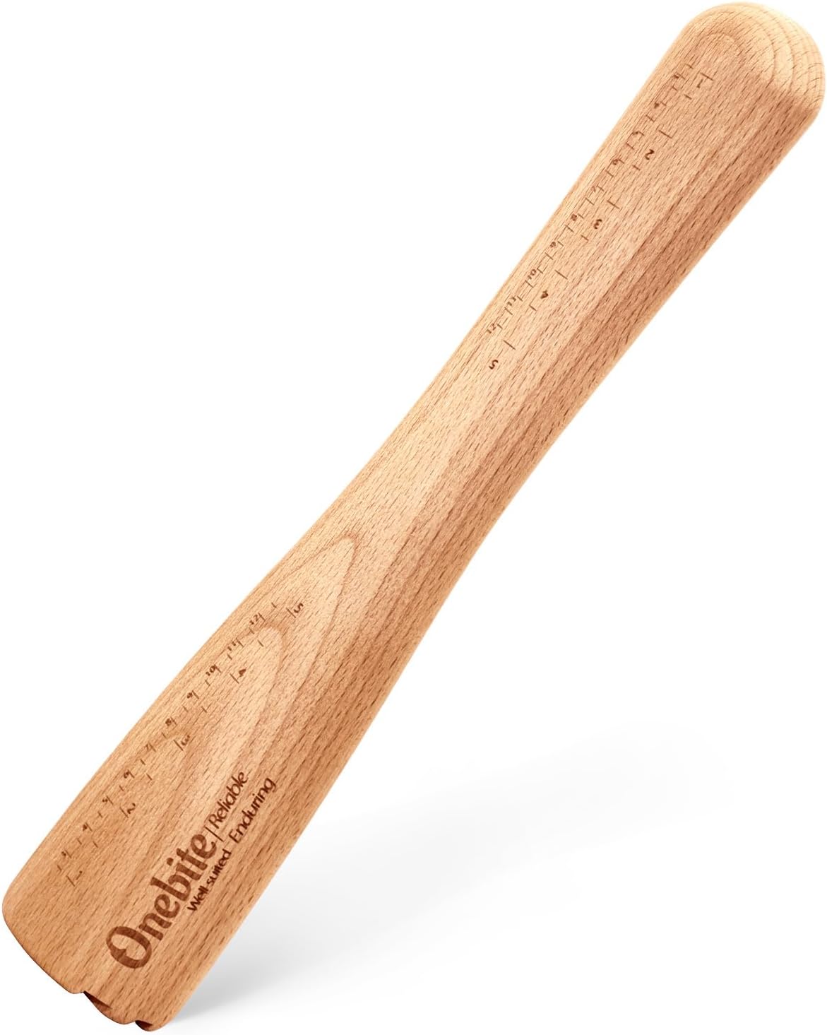 Onebite Sauerkraut Pounder for Mason Jars, Vegetable Fermentation Tamper for Sauerkraut Crocks with Scale Marks - 14" One Piece of Solid Wood, Upgraded Textured Base​