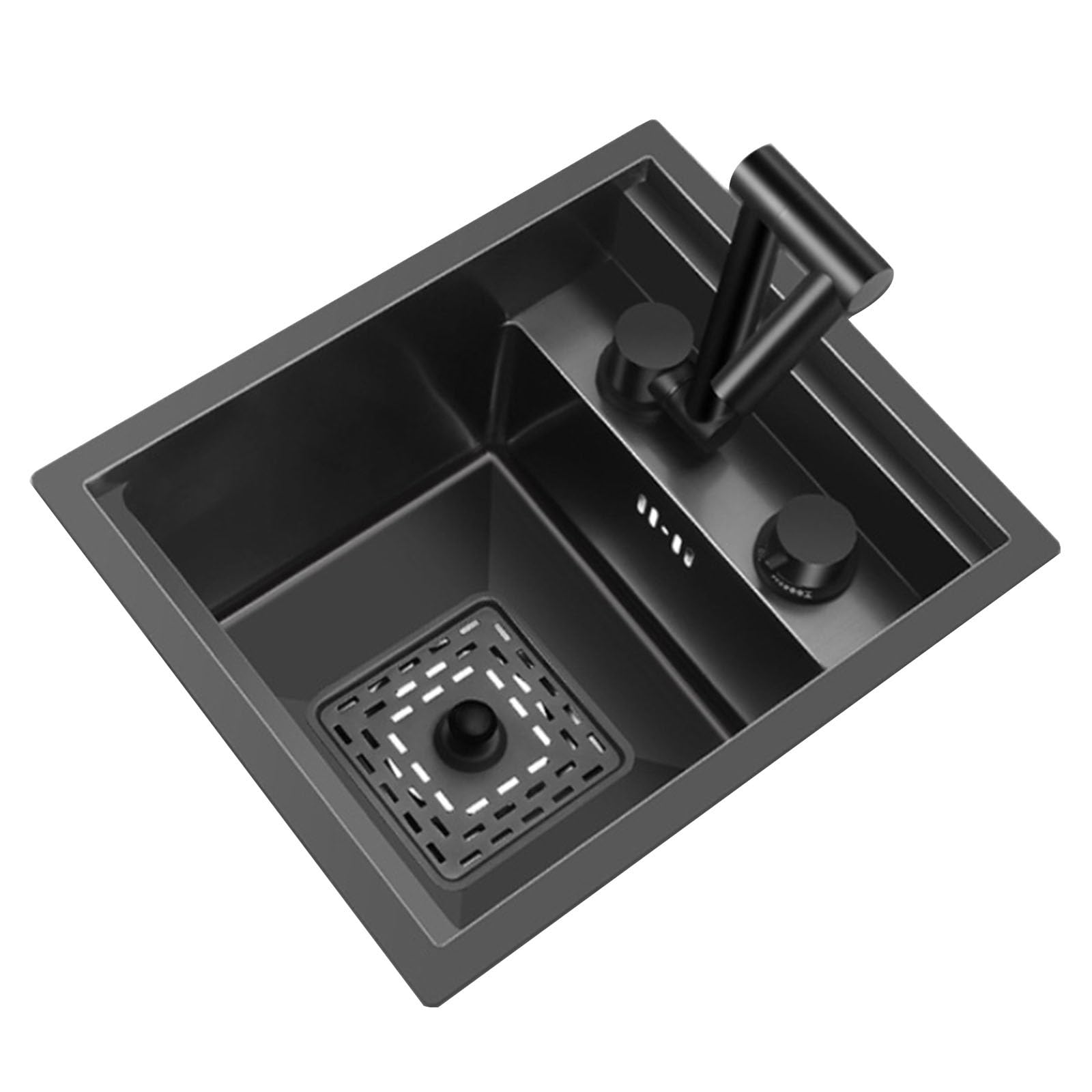 WBJGUOD Stainless Steel Kitchen Invisible Sink Bar Washing Above-The-Counter Basin Small Size Single Bowl Siphon with Foldable Faucet Cover(40 * 54 23cm)