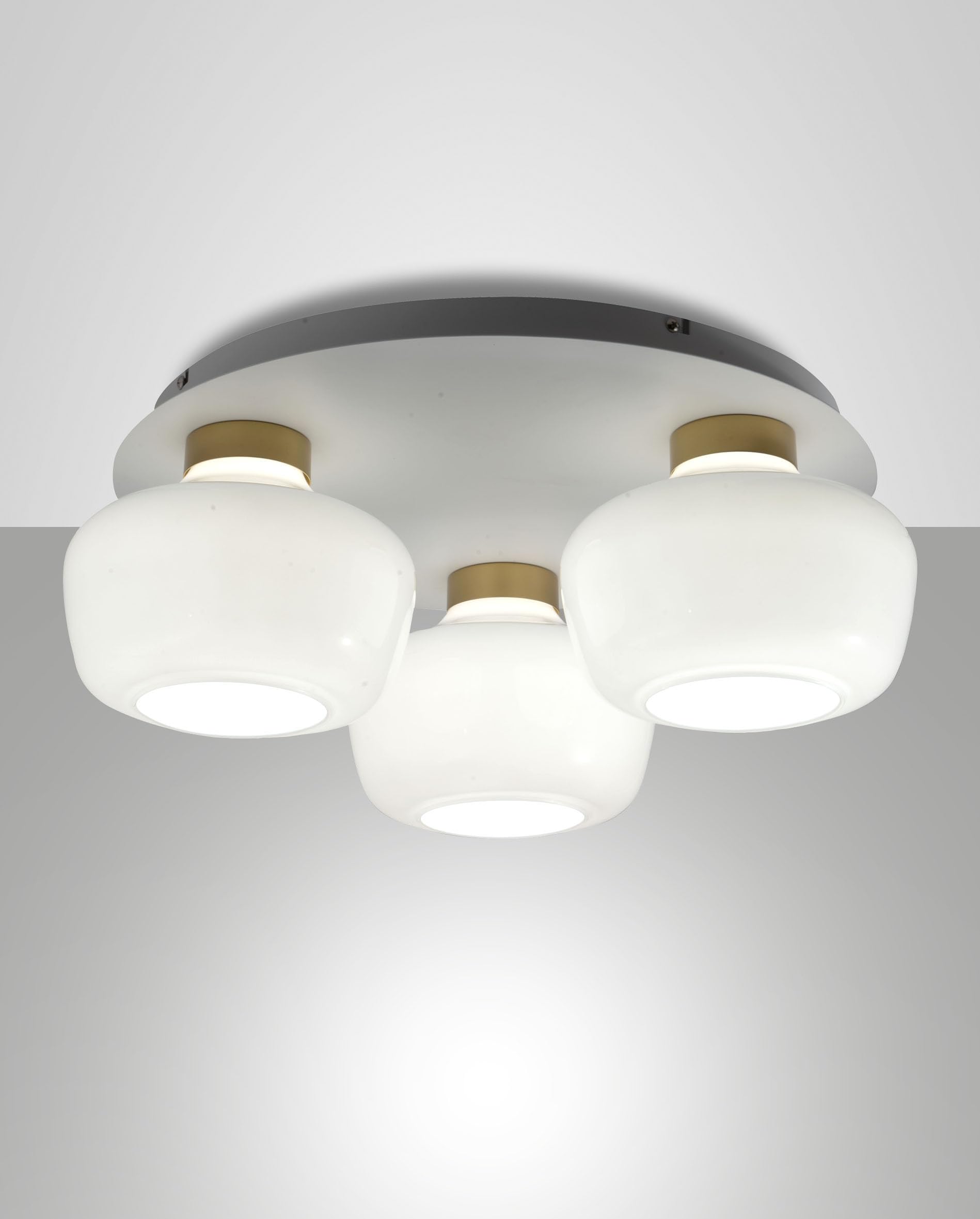 Kino LED Ceiling Light, Diameter 50 cm, 36 W, 3900 Lumens, 3000 K, Dimmable, Metal Frame and White Borosilicate Glass, Class 1, IP20