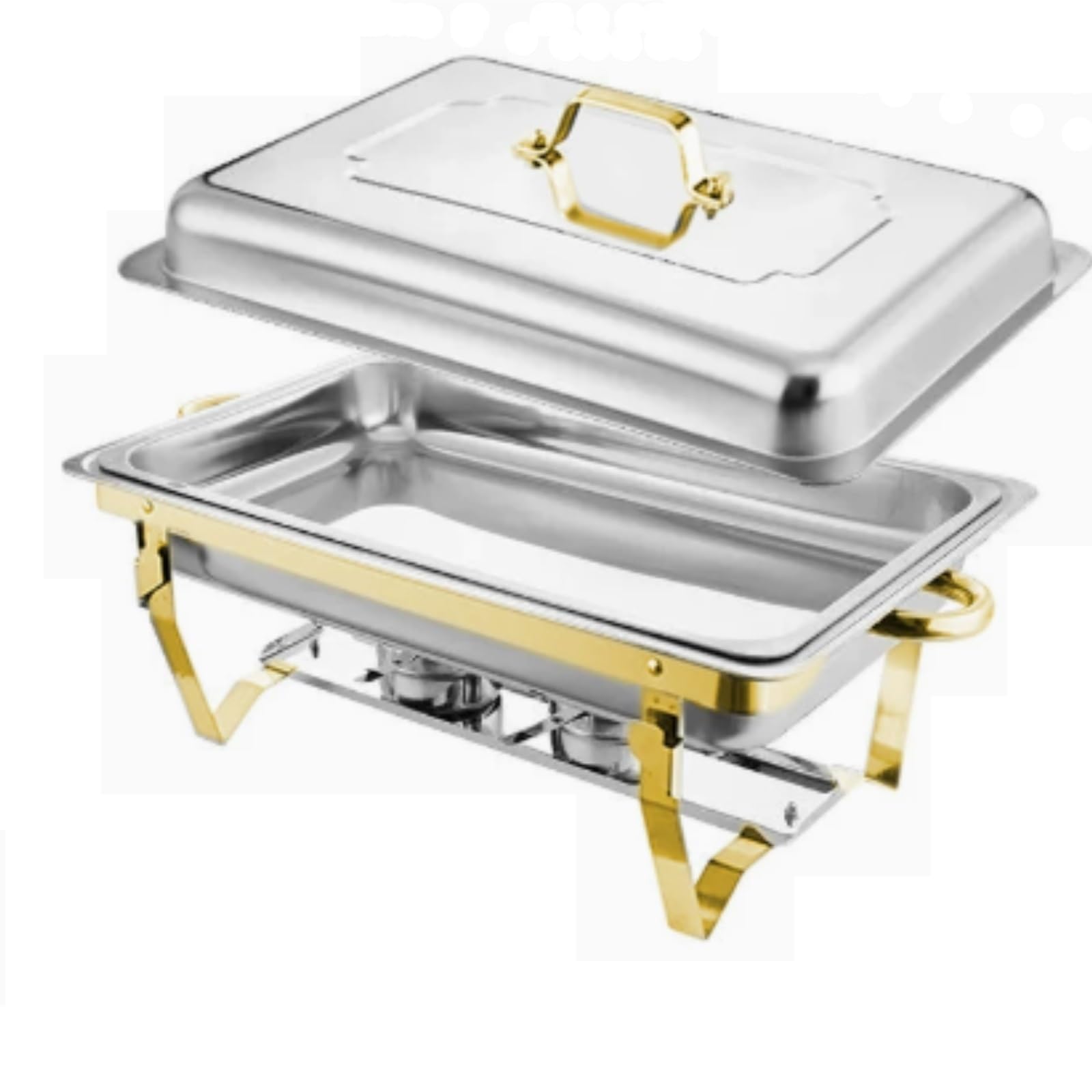 Chafers rectangulares de Acero con Plato de frotamiento Dorado