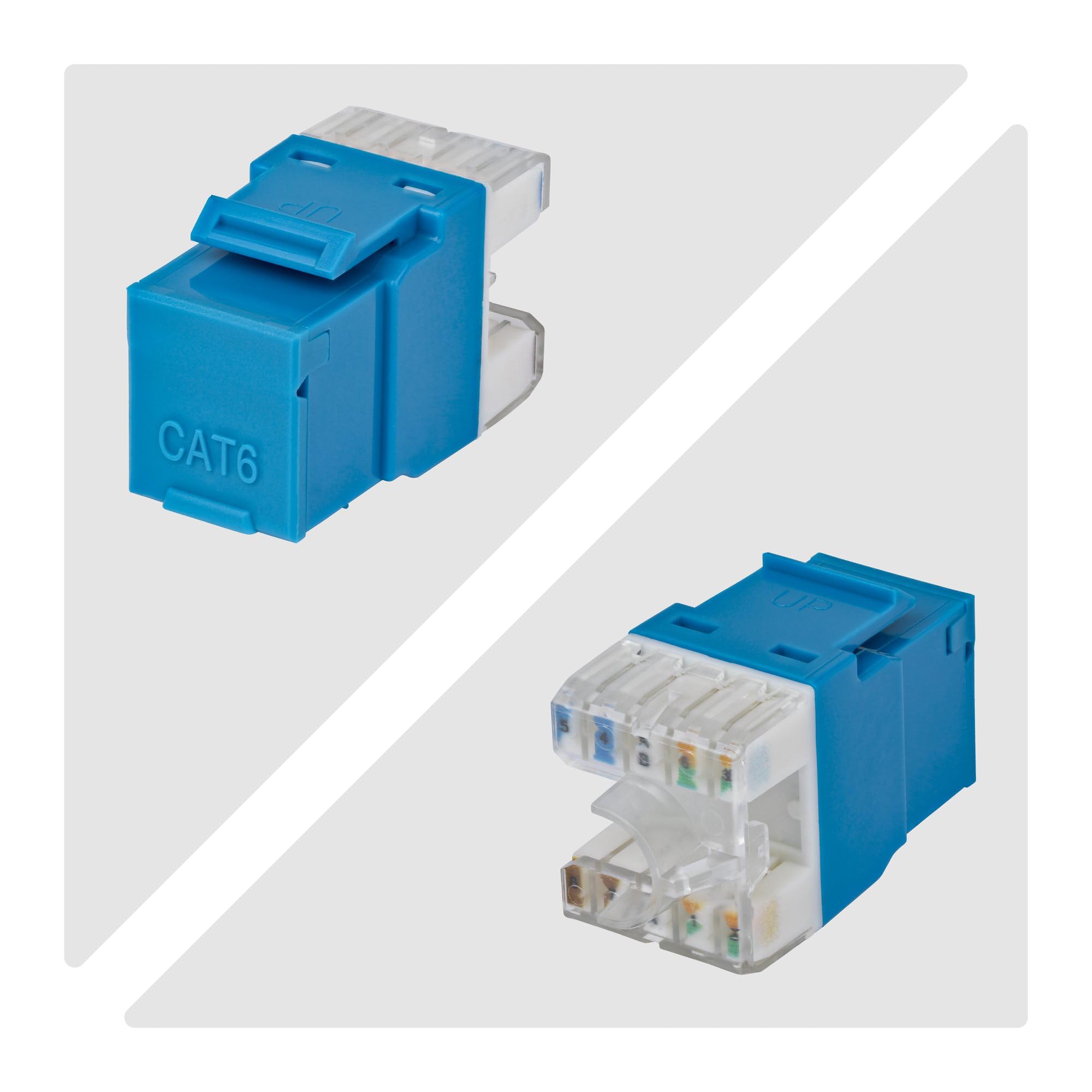 StarTech Jack Keystone Cat6, Lot de 24 Prises Ethernet RJ45 Keystone, Prise Murale UTP Cat6, Connecteur à 180° 110 Punch Down