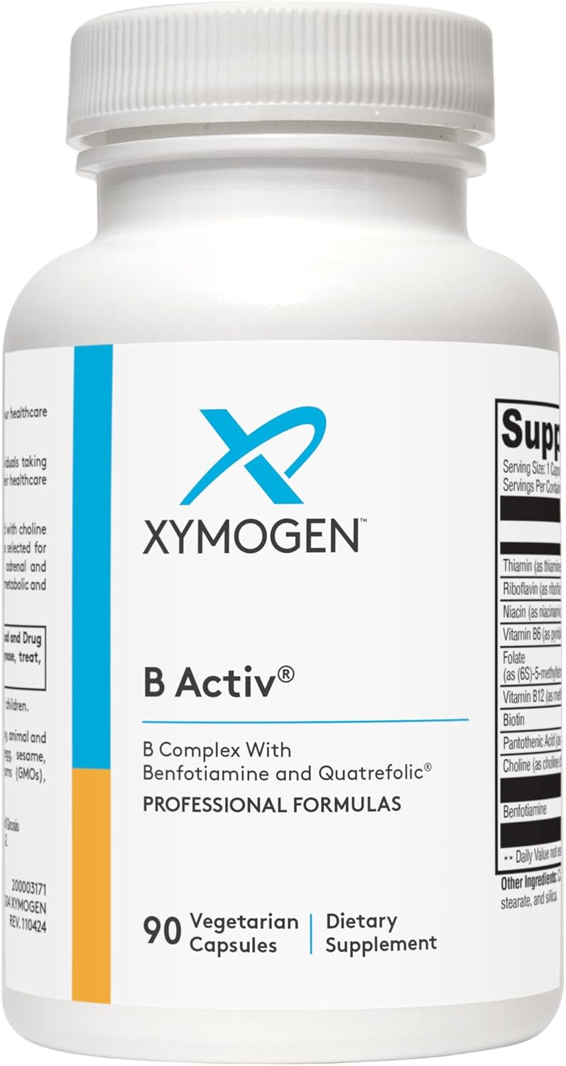 XYMOGEN B Activ Vitamin B Complex with Benfotiamine, Methylfolate, Biotin, Vitamin B6 & B12 (Methylcobalamin b12) – Energy Supplements for Adrenal & Mood Support (90 Capsules) XYMOGEN B Activ Vitamin B Complex with Benfotiamine, Methylfolate, Biotin, Vitamin B6 & B12 (Methylcobalamin b12) – Energy Supplements for Adrenal & Mood Support (90 Capsules)