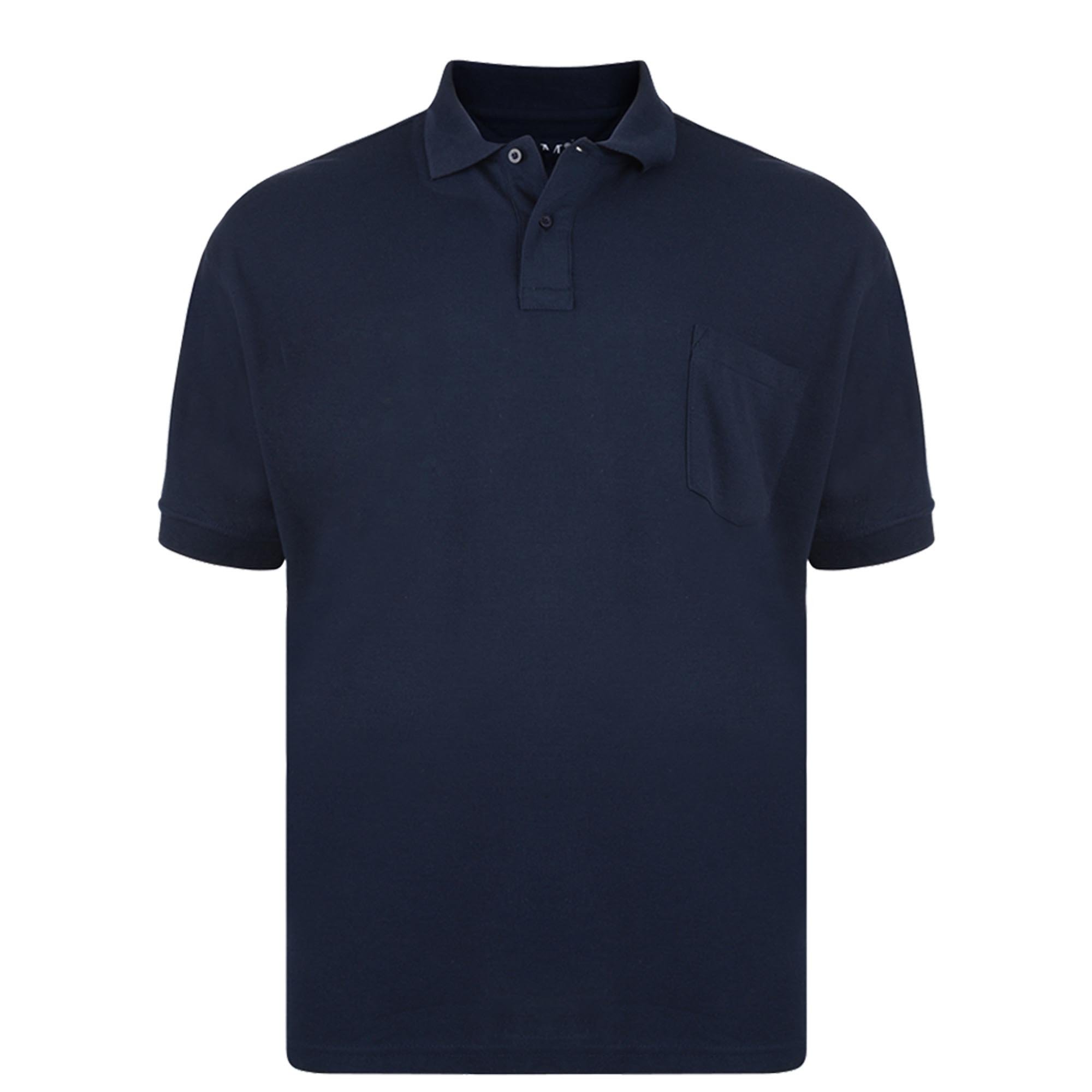 Kam Big and Tall 'Eton' Plain Polo T Shirt with Chest Pocket Cotton Rich Top Large Size Fit JEANBASE Navy 3XL