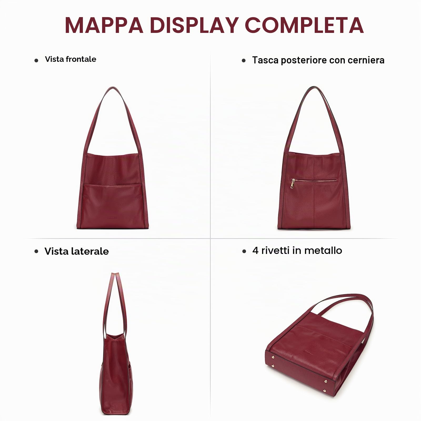 Kattee Borsa tote in pelle da donna, borsa a tracolla media