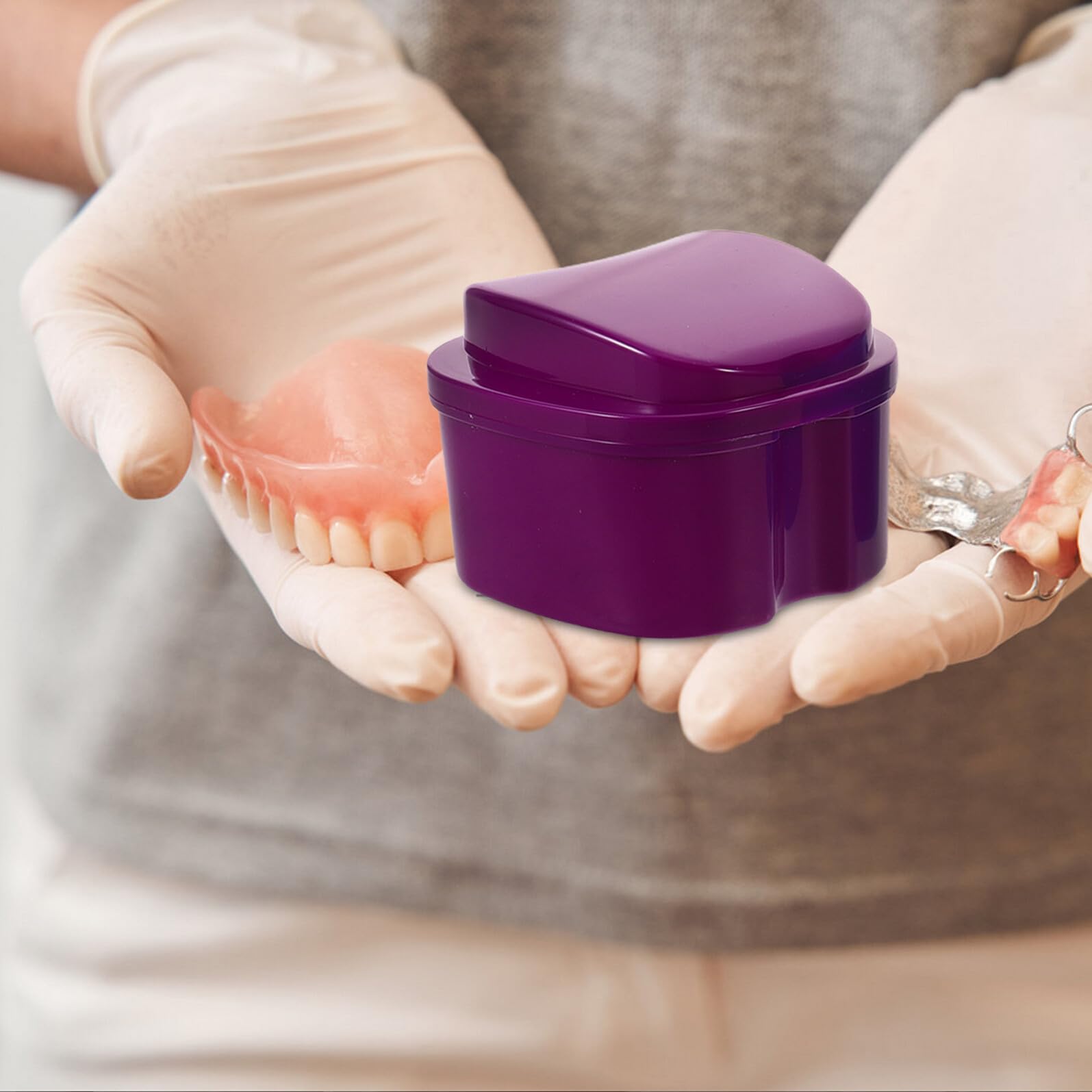 Set 5 Scatole per Protesi Dentarie Portatili con Coperchio, Contenitori Colorati per Ammollo e Pulizia, Custodie Compatte da Viaggio per Apparecchi Ortodontici e Dentiera