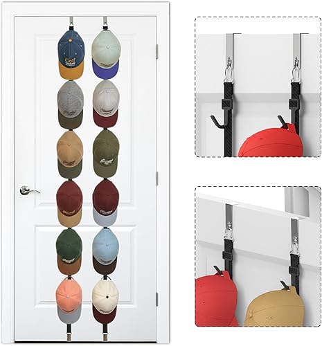 Miniatura 2 de Hat Rack for Door & Hat Hooks for Wall, Hats Holder over the Door Hats Organizer for Baseball Caps, Cap Hanger for Storage & Display