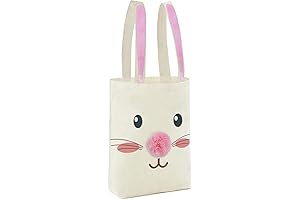 ATFUNSHOP Easter Canvas Tote Bag for Kids Reusable Easter Bunny Bags Baskets...