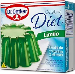 Dr. Oetker Gelatina em Pó Diet, Sabor Limão, Sobremesa com Sabor e Consistência Deliciosa, Fácil de Fazer, 12g