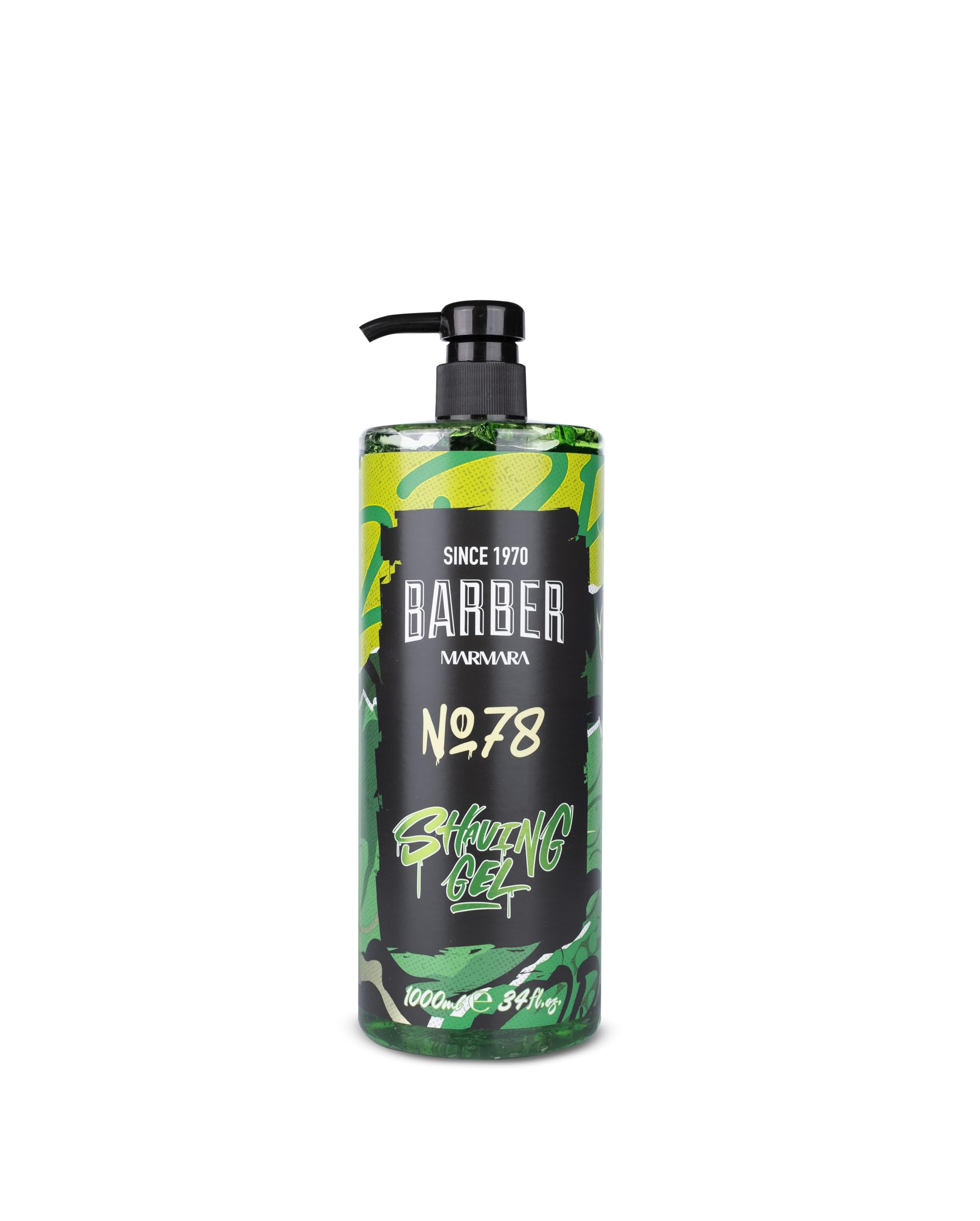 BARBER MARMARA Gel à raser pour homme No.78 - Gel à raser transparent pour homme - 1000 ml - Rasage précis des contours de la barbe - Ne mousse pas - Rafraîchit la peau - Avec distributeur de pompe