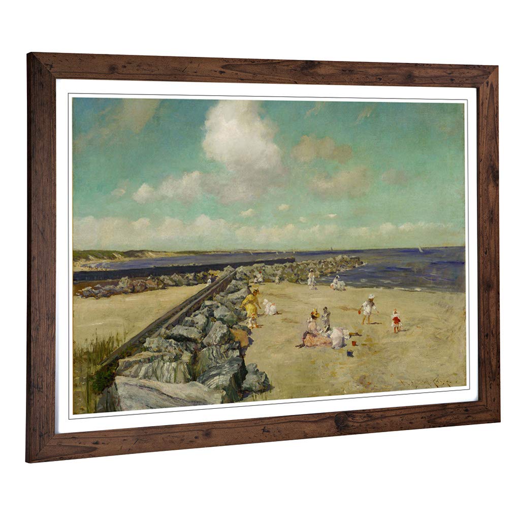 Big Box Art Framed Print of William Merritt Chase Breakwater Shinnecock Design | Wall Art Picture | Home Decor for Kitchen, Living Room, Bedroom, Hallway, Walnut, A2 / 24.5x18 Inch / 62x45cm