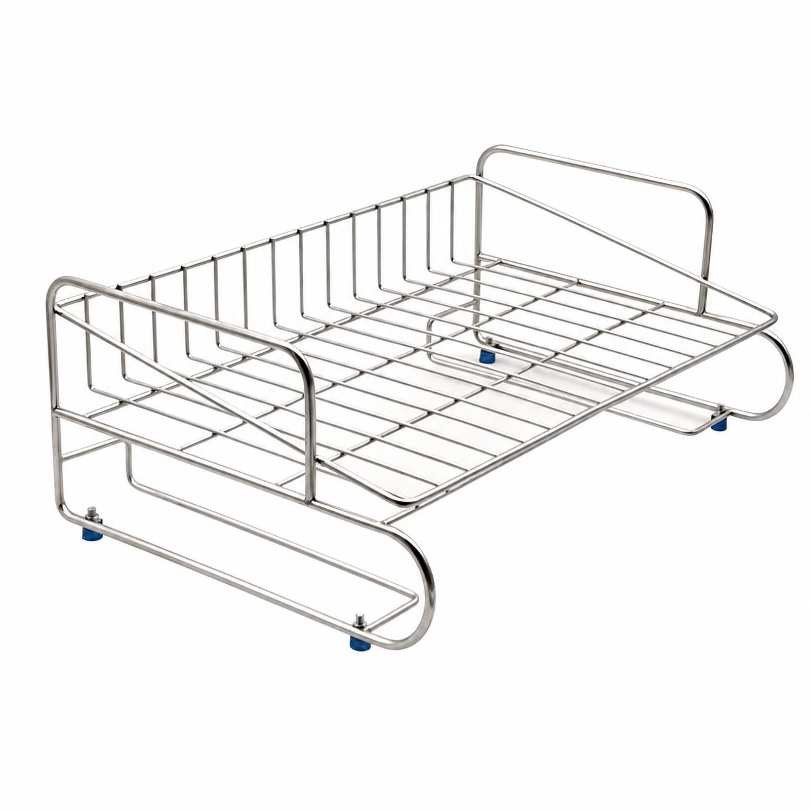 Rack Almacenamiento Acero Inoxidable Abierto Organizador Cosméticos con Barras Perimetrales Morno para Encimera, Estilo B