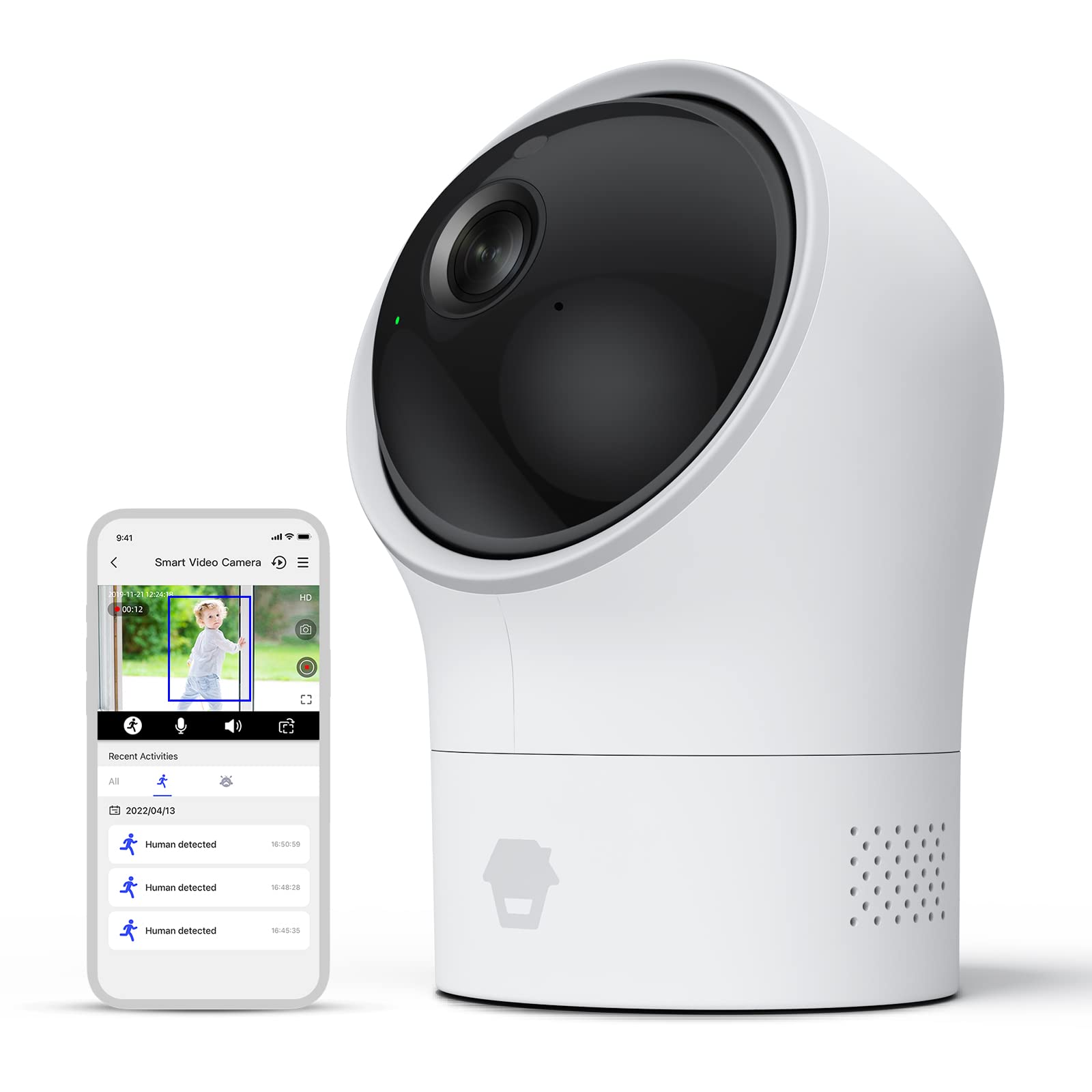 Chuango PT-300Q Bezprzewodowa Wewnętrzna kamera nadzorująca Wi-Fi - wykrywanie ruchu w domu - Panoramiczne pole widzenia, noktowizor i nachylenie - Aparat 1080P - Dwukierunkowy dźwięk