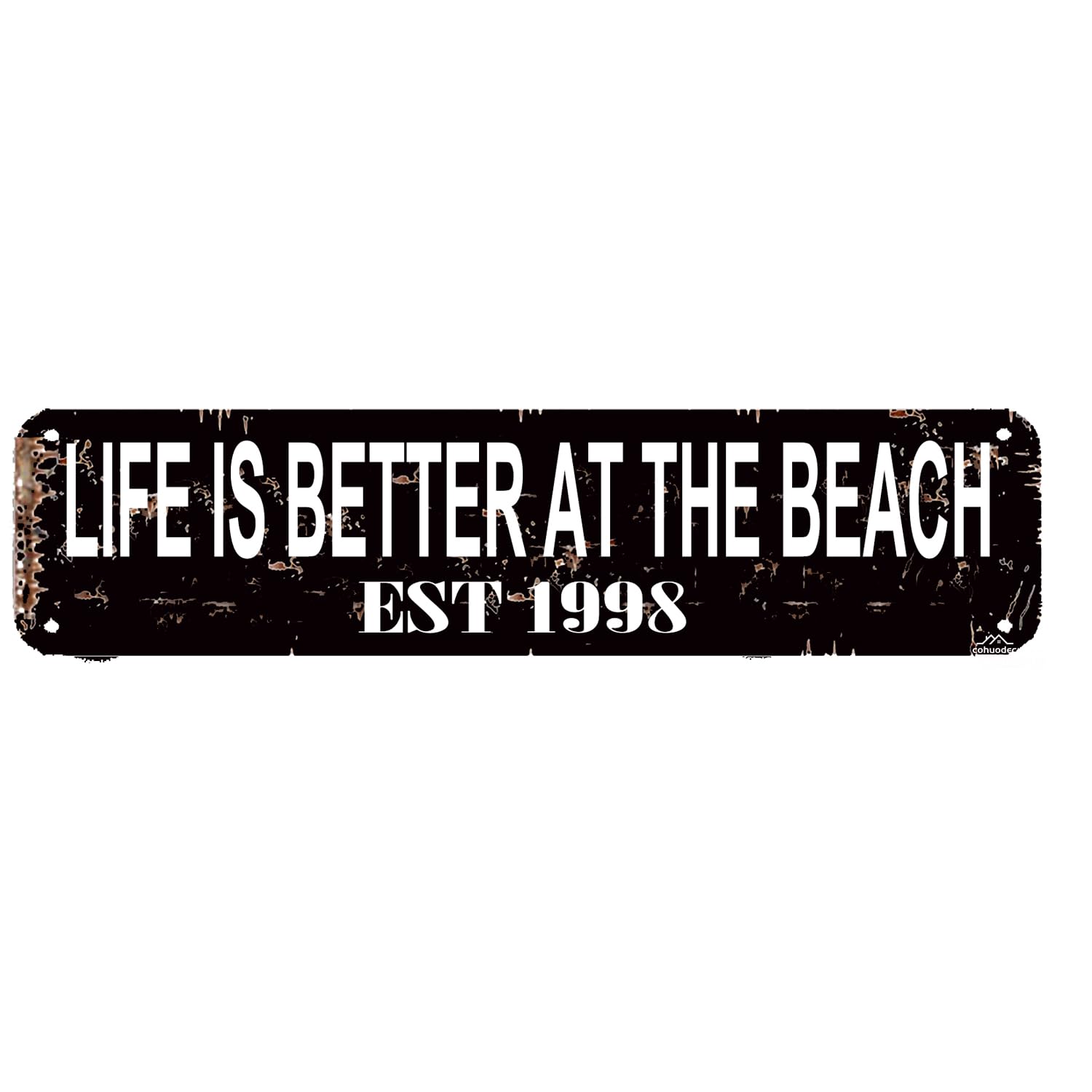 Life is Better at the Beach" Metal Wall Sign - Rustic Coastal Decor,4x16 Inches,Indoor Outdoor Art