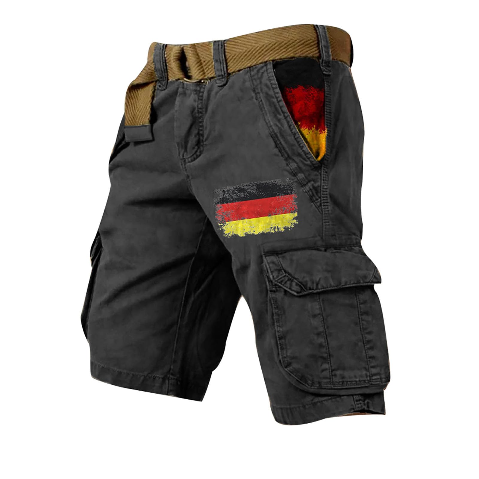 Shorts Men-Pantalones Cortos de Trabajo con Bandera Alemana para Hombre, Pantalones Cortos Informales Sueltos para Exteriores