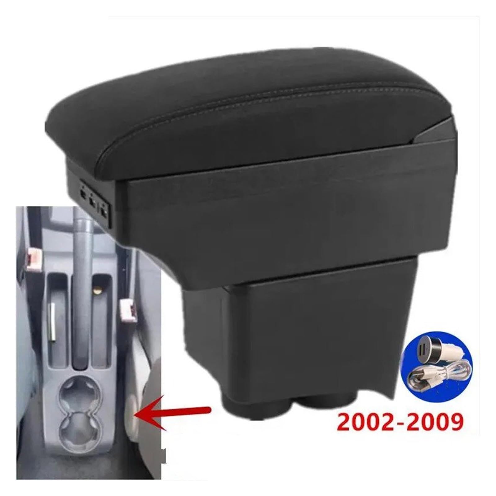 Per Polo 9N 3 Mk4 2002-2009 Scatola Portaoggetti Per Bracciolo Per Auto