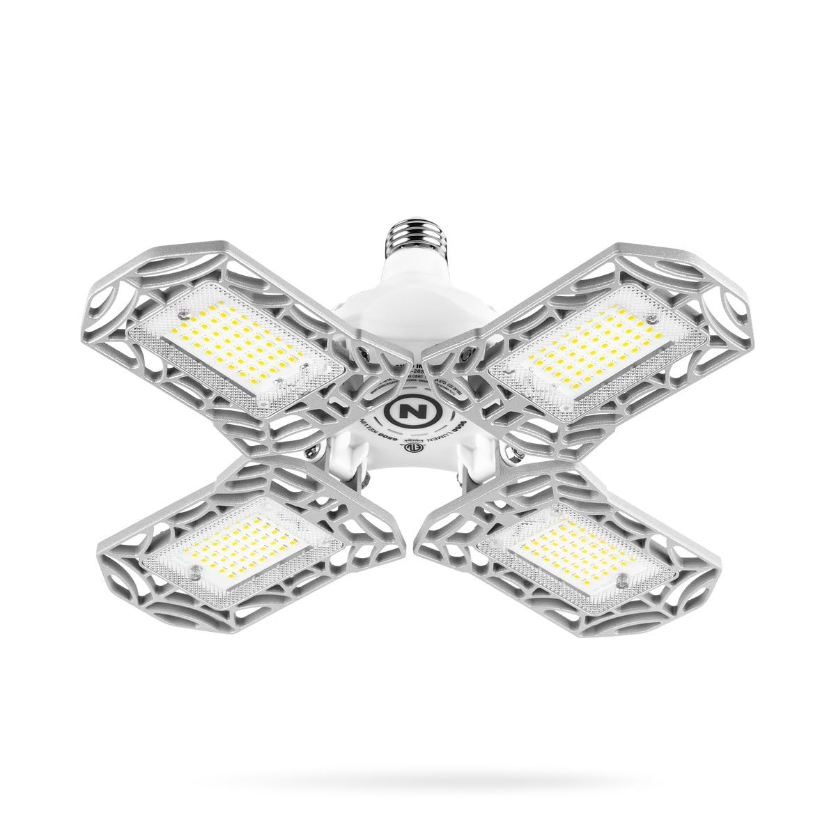 NEBO HIGH BRIGHT 9000 Garage Light 9000 Lumens Screws Into Standard Bulb Sockets Adjustable Panels Energy Efficient LED