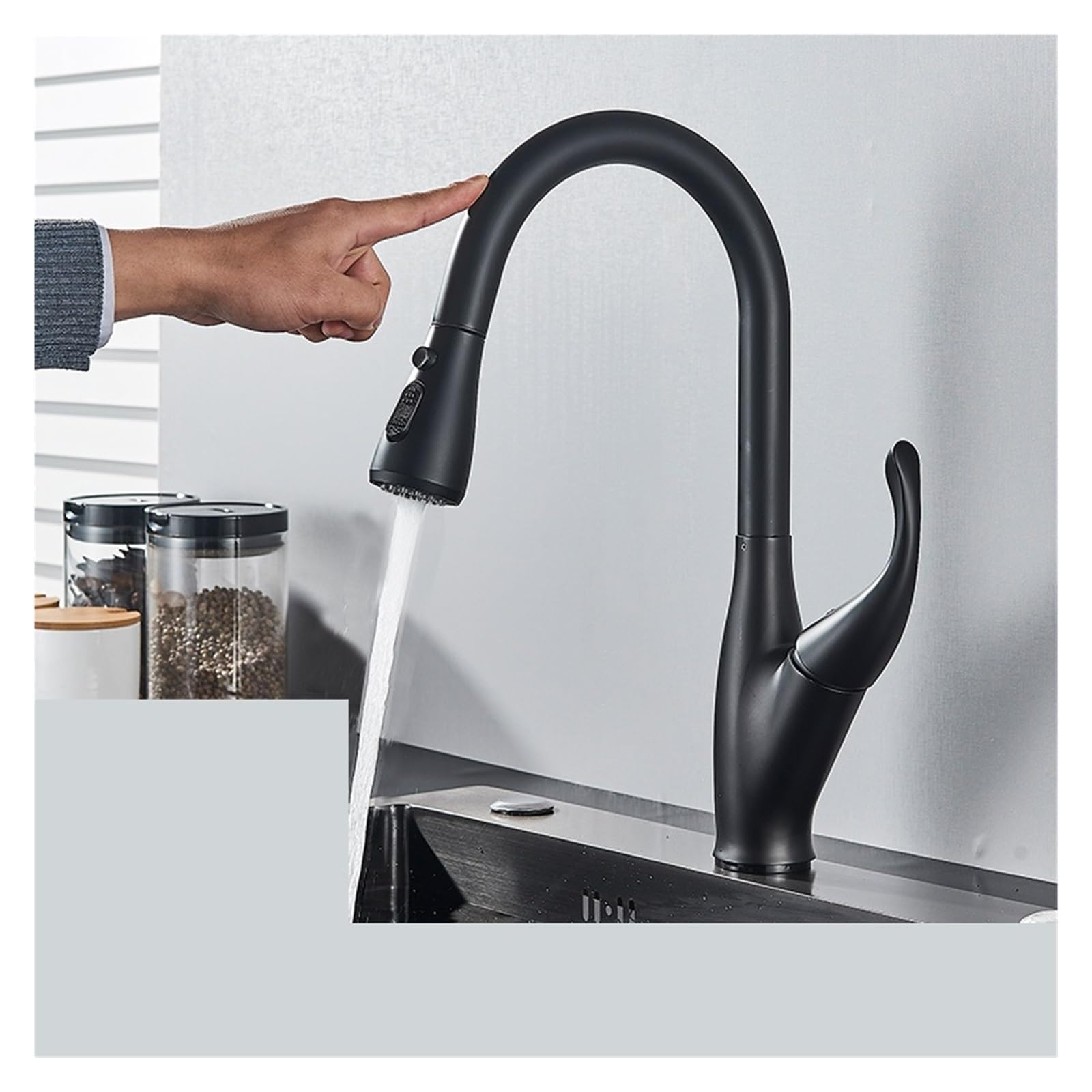 ZQFHSX Matte Black TOU Sensor Faucets Sensitive Smart Control Faucet Mixer Tap Sink Taps(Sensor-Matte Black) LWX