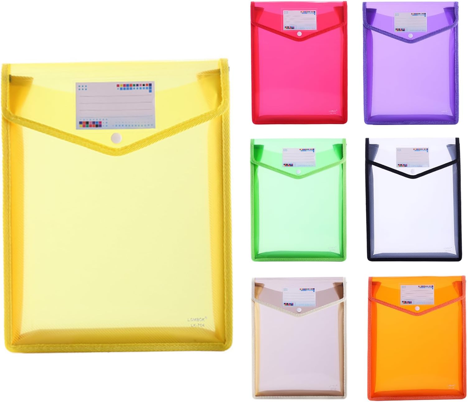 File Pockets A4 Plastic File Folders,Expanding File Wallet Document Organizer with Snap Closure & Label Pocket, A4 File Pouch for School Office Work Home Organization (File Pockets-7PCS)