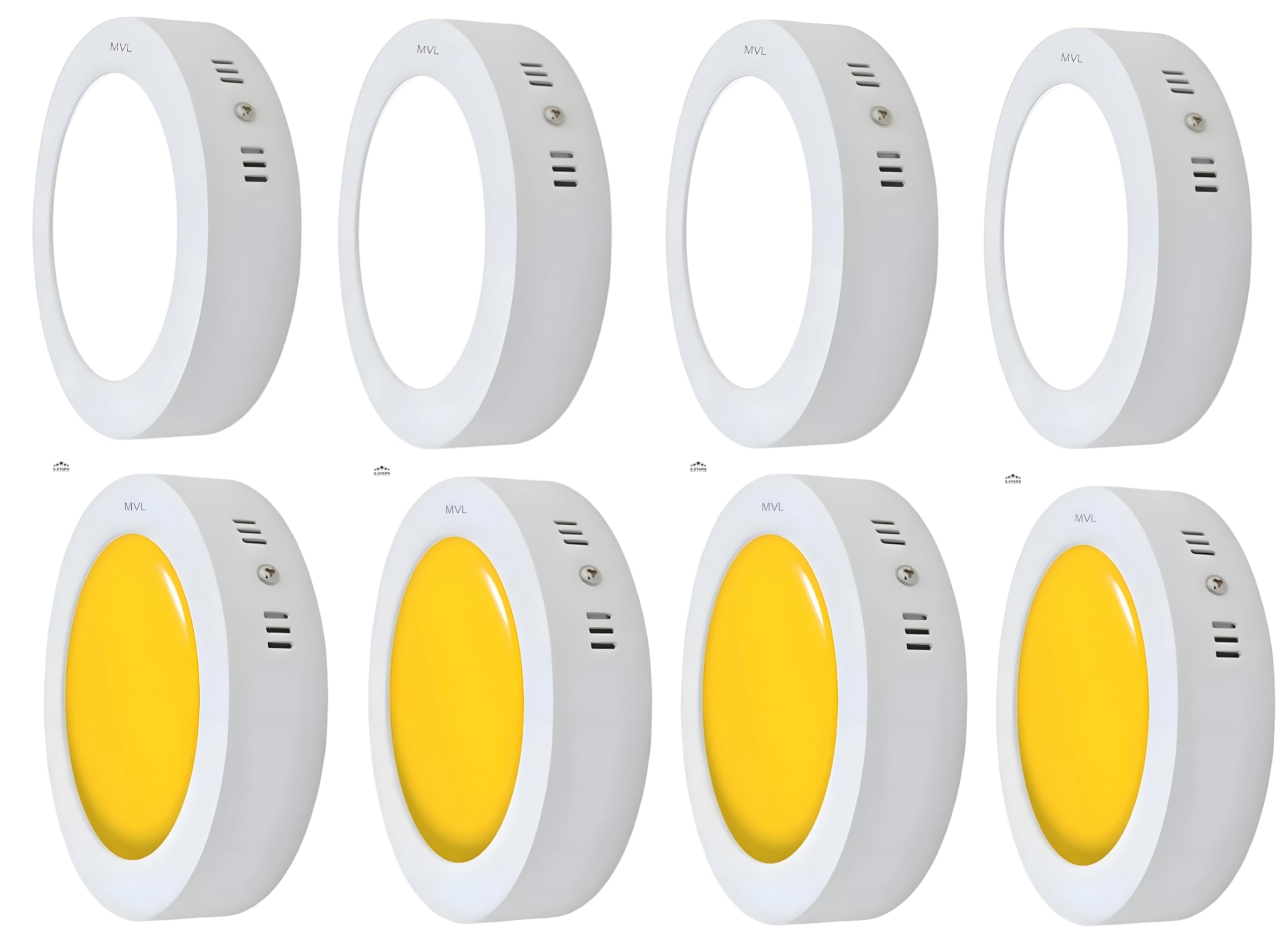 MVL Round Surface Mount LED Panel Light, White and Warm White | Pack of 8, COB LED, Ceiling Light, Surface Mounted, White Body-image-26