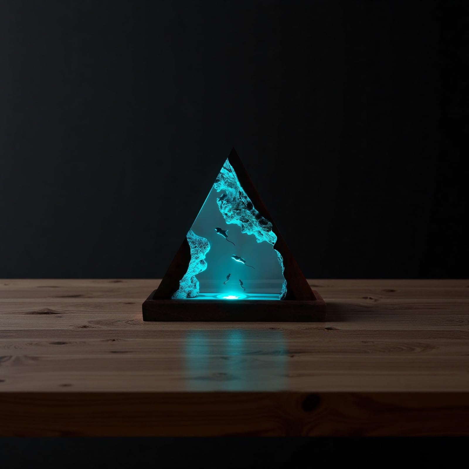Drawelry Epoxidharz Tiefsee Nachtlicht Dekoration mit 3D Taucher Wal Delfin Fisch Figure Holz Harz Kunsthandwerk Tischlampe Ozean Ornamente Heim Büro Deko Geburtstag Geschenk für Männer Frauen (G13)