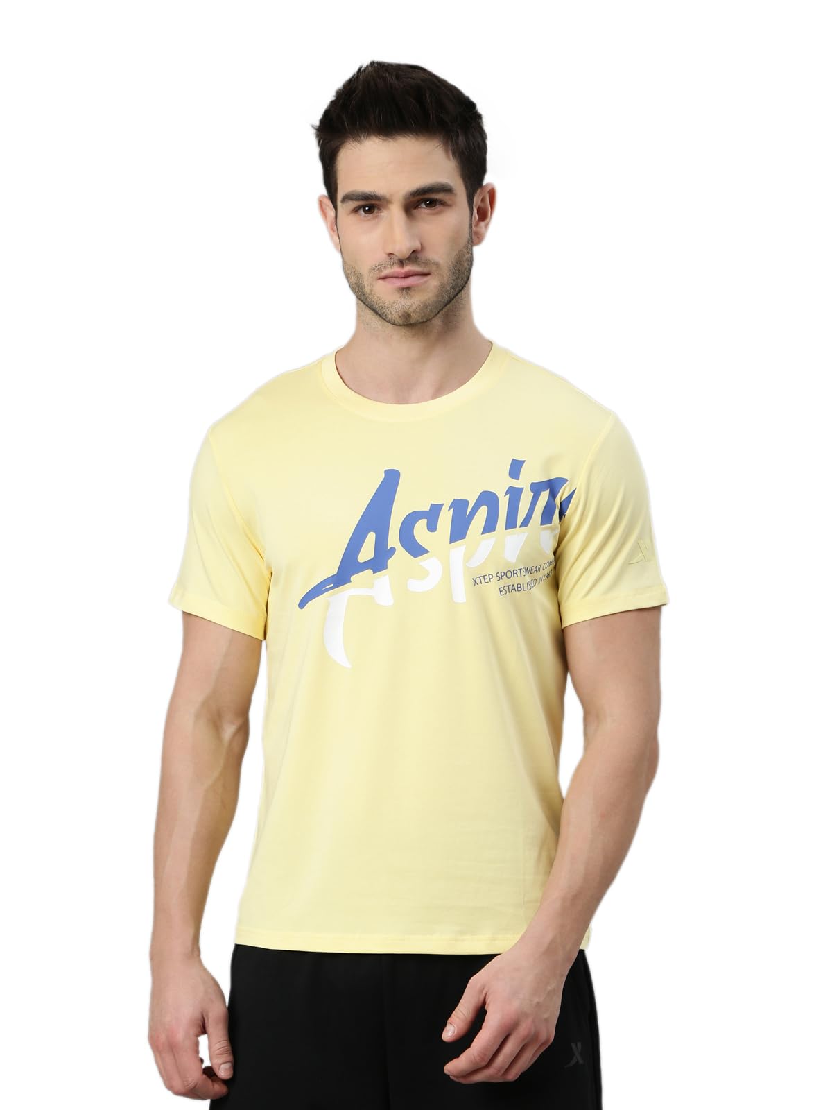 xtep Active Aspire Series, Skin Friendly Technology, Athletic Elasticity, Silky Material, Printed Pattern, Round Neck, Casual T-Shirt for Men - Pearl White, Yellow-picture-28