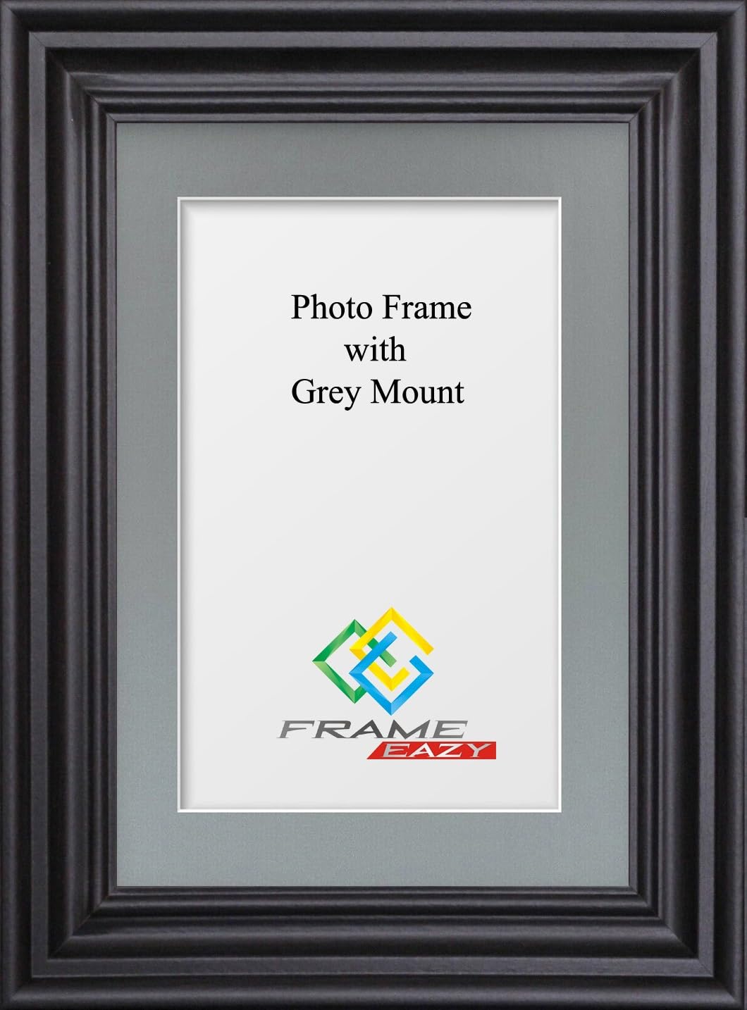 Frame Eazy Grey Mount Black A1 Photo Frame With A2 To Hang Portrait Or Landscape - Swept Picture Frame With Safe Perspex Front - A1 (84.1 X 59.4Cm) For Picture Size A2 (59.4 X 42.0Cm)