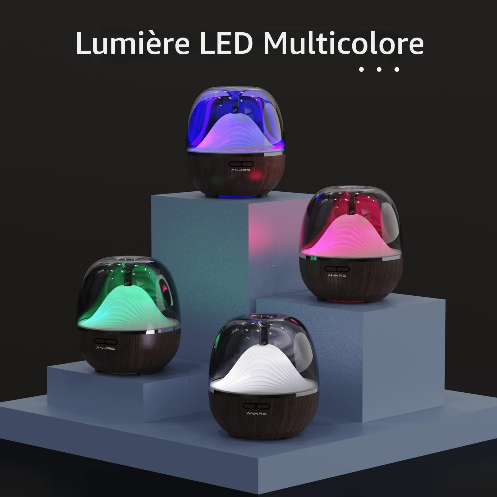 Ankrs Diffuseur d'Huiles Essentielles WiFi, 600ml Humidificateur d'air Compatible avec Alexa/Google Home, Diffuseur Électrique Connecté avec RGB Colorées, Timer et Contrôle à Distance sur l’APP