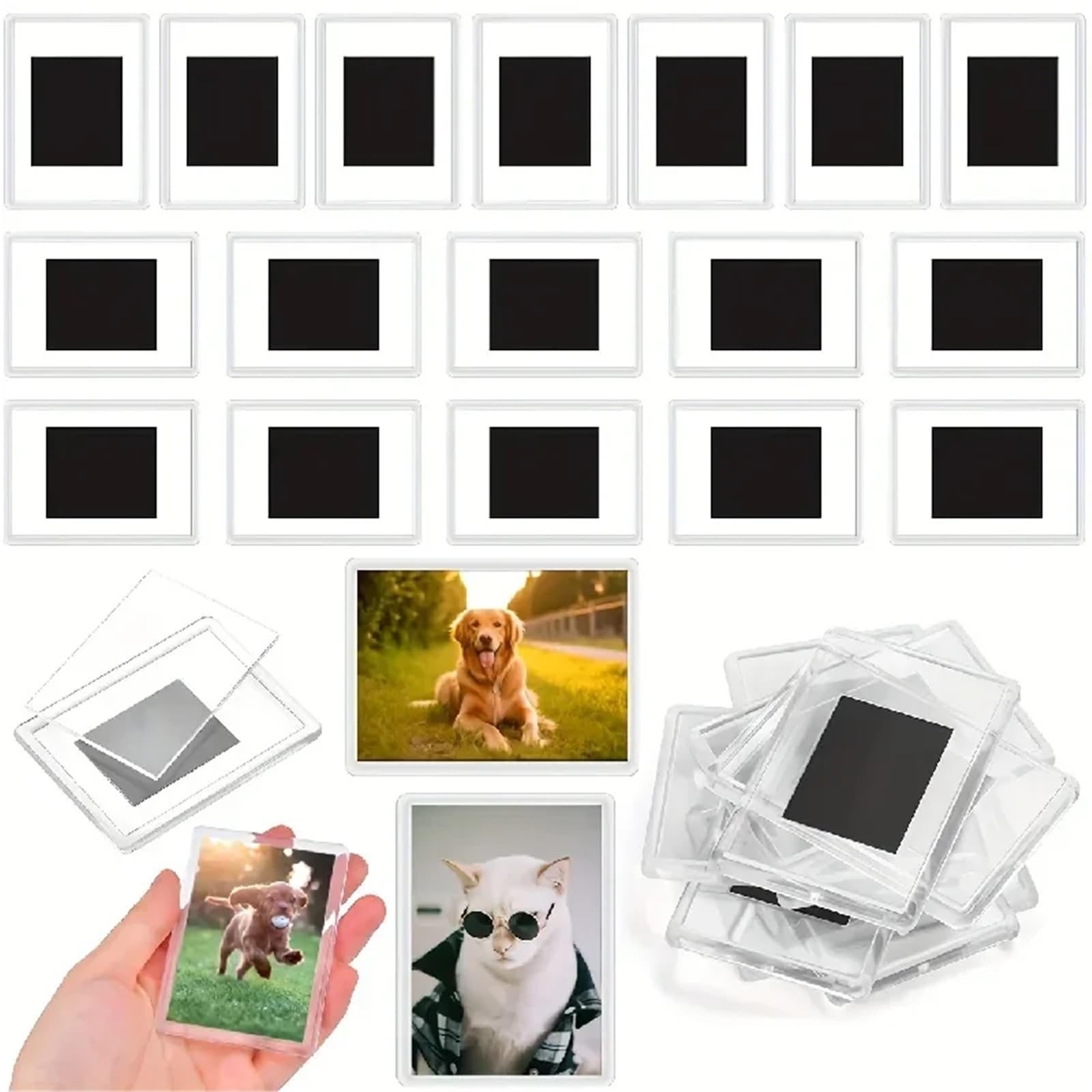 Blank Photo Frame, Insert Fridge Magnets Decoration, Mini Magnetic Refrigerator Picture Frames 2x3.03 In For Fridge(20PCS)