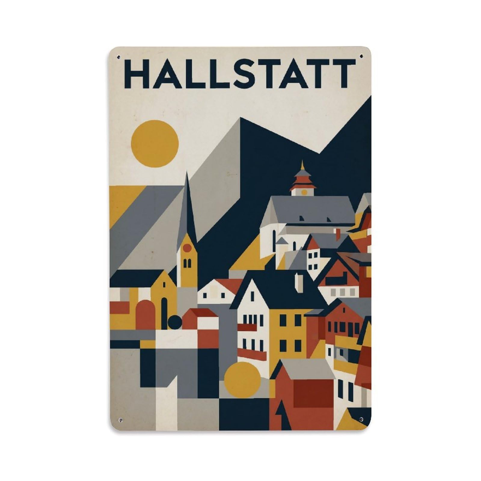 Gead 8X12inch Style Vintage Travel Austria Architecture Metal Tin Sign