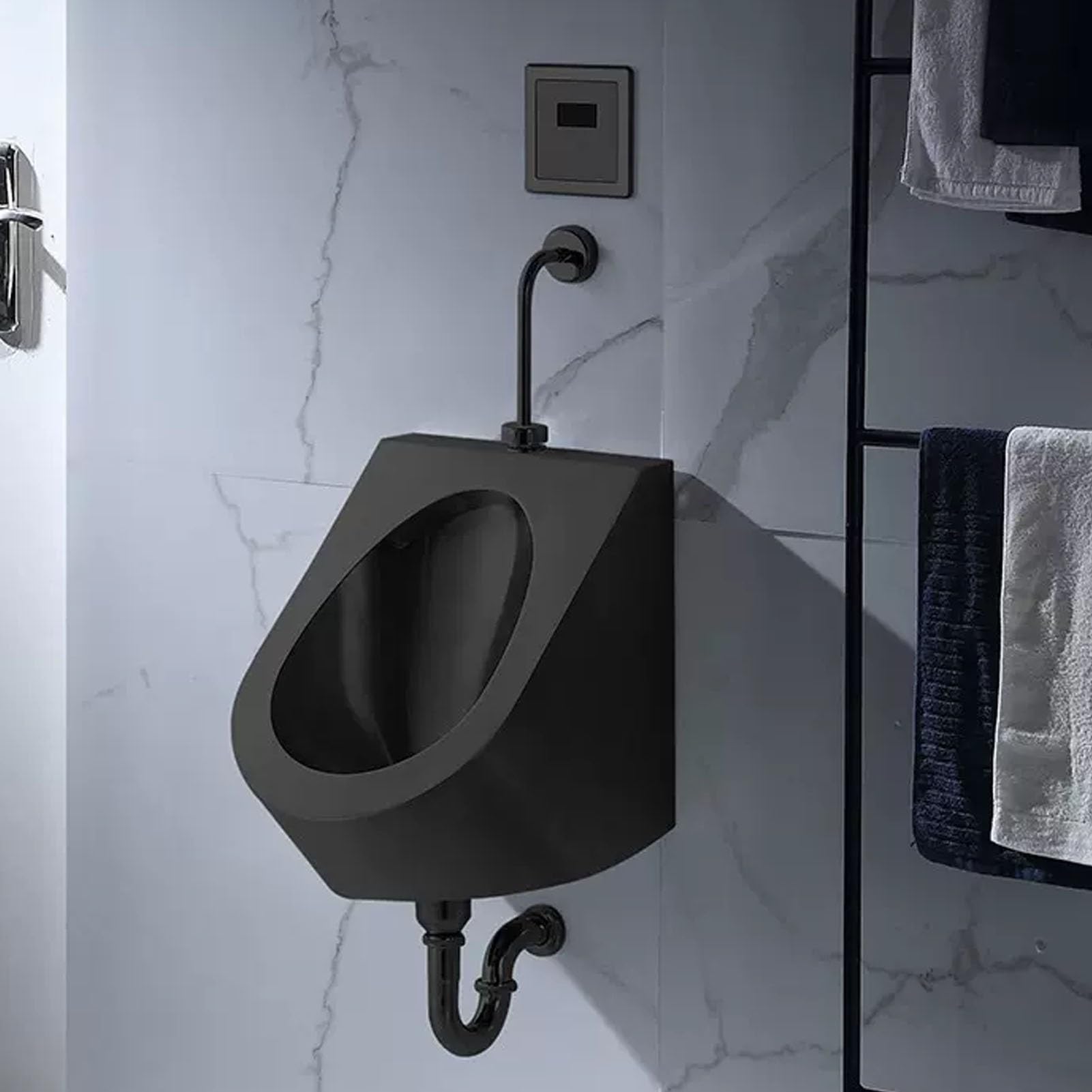 OTQEFTN Wall Mounted Sensor Urinal, Male Sanitary Ware Public Toilet Urinal, Commercial Residential Washout High-Efficiency Urinal with Wall Row/Floor Row, for Public Places